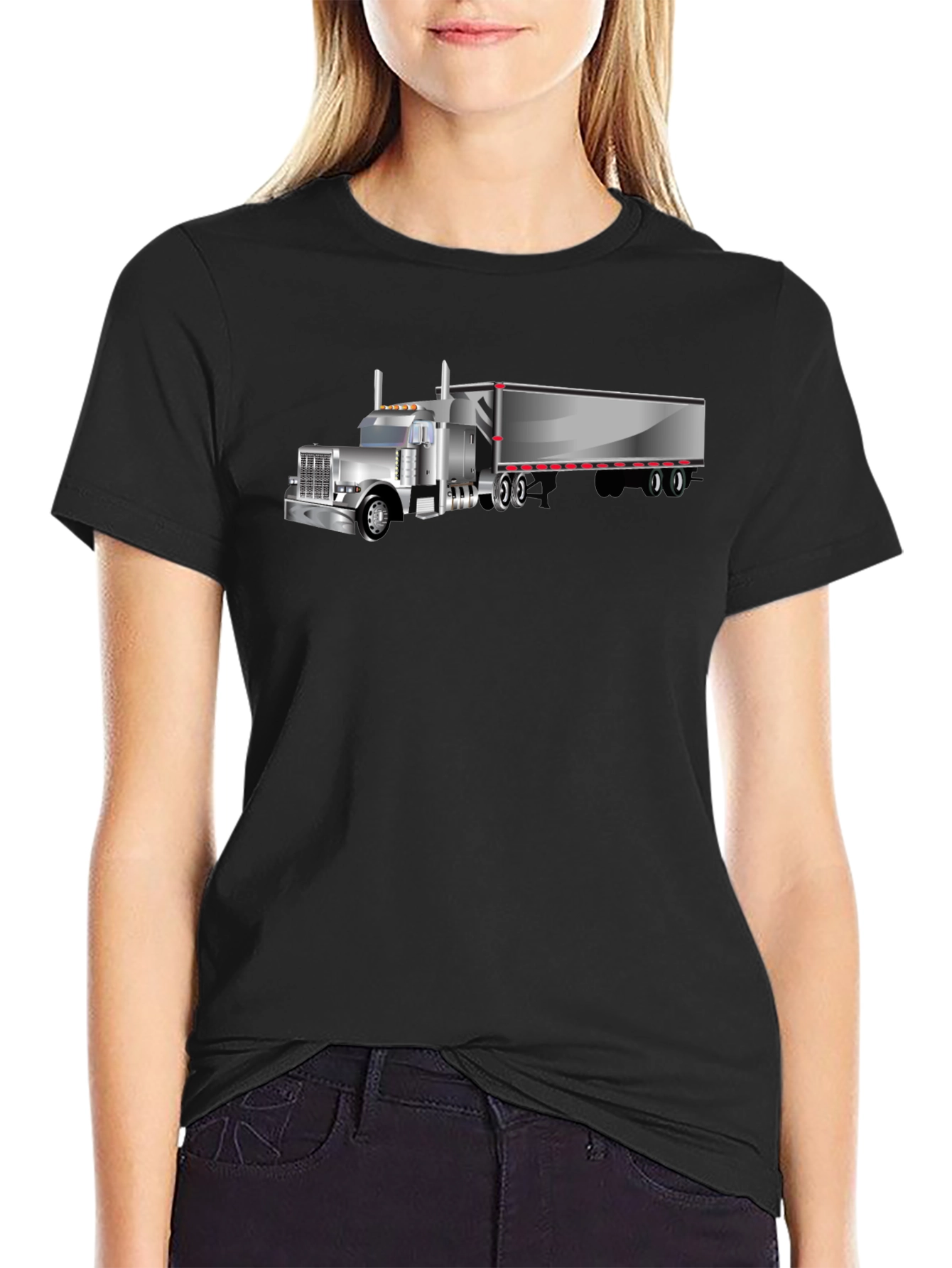 Trucker Tee - Classic Black Truck Graphic T-Shirt