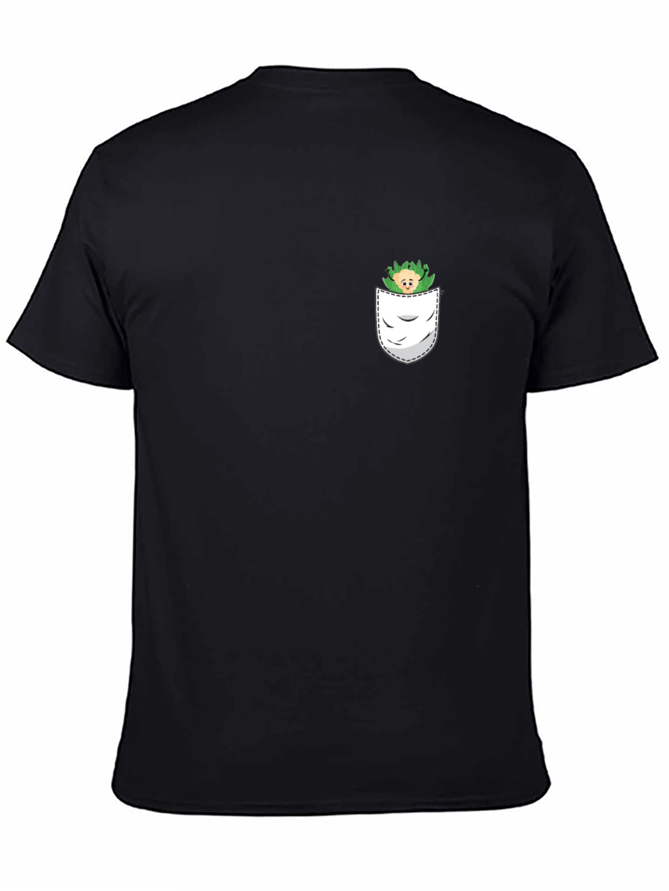Mens Black T-Shirt with Pocket Monster Graphic