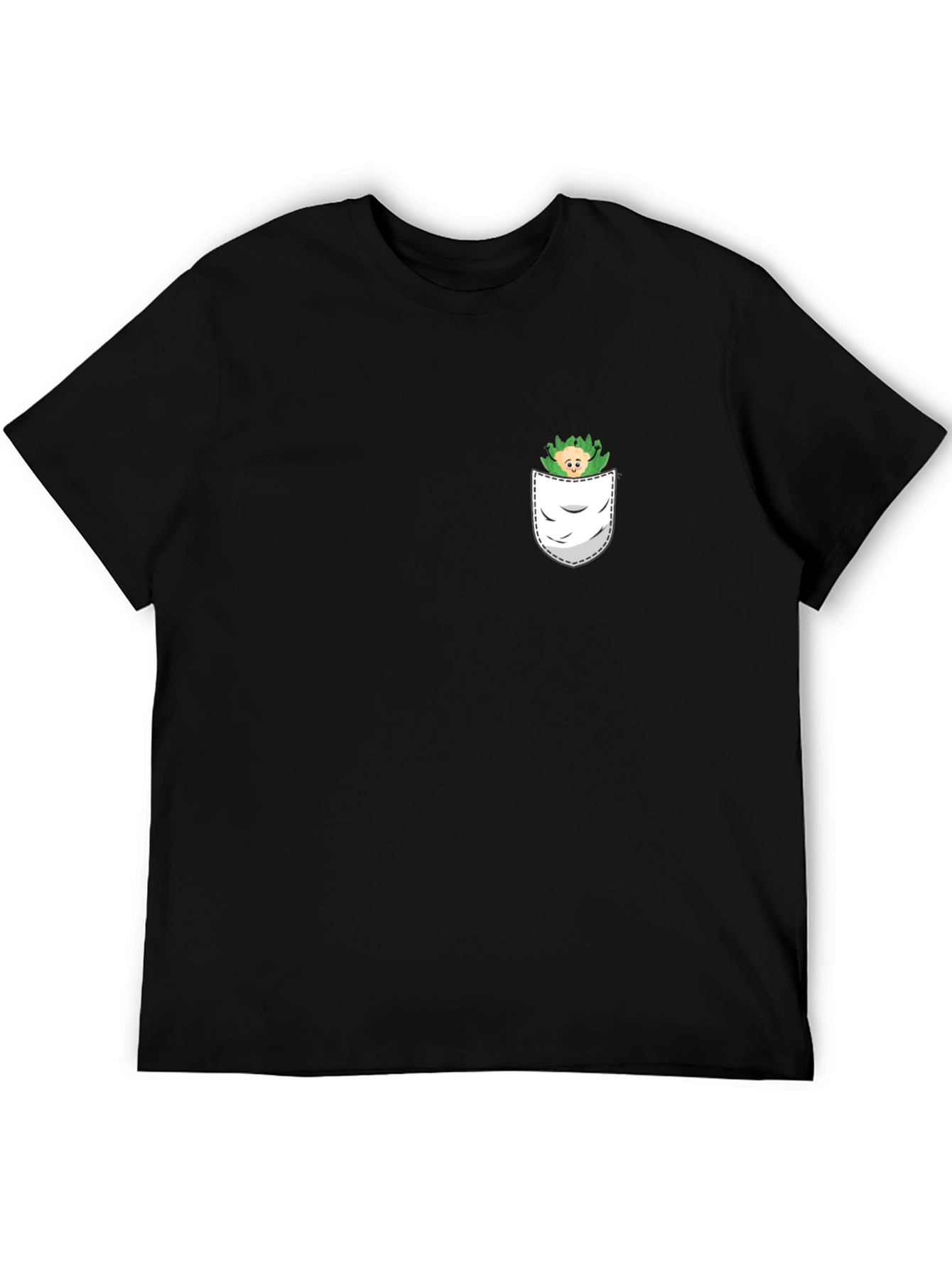 Mens Black T-Shirt with Pocket Monster Graphic