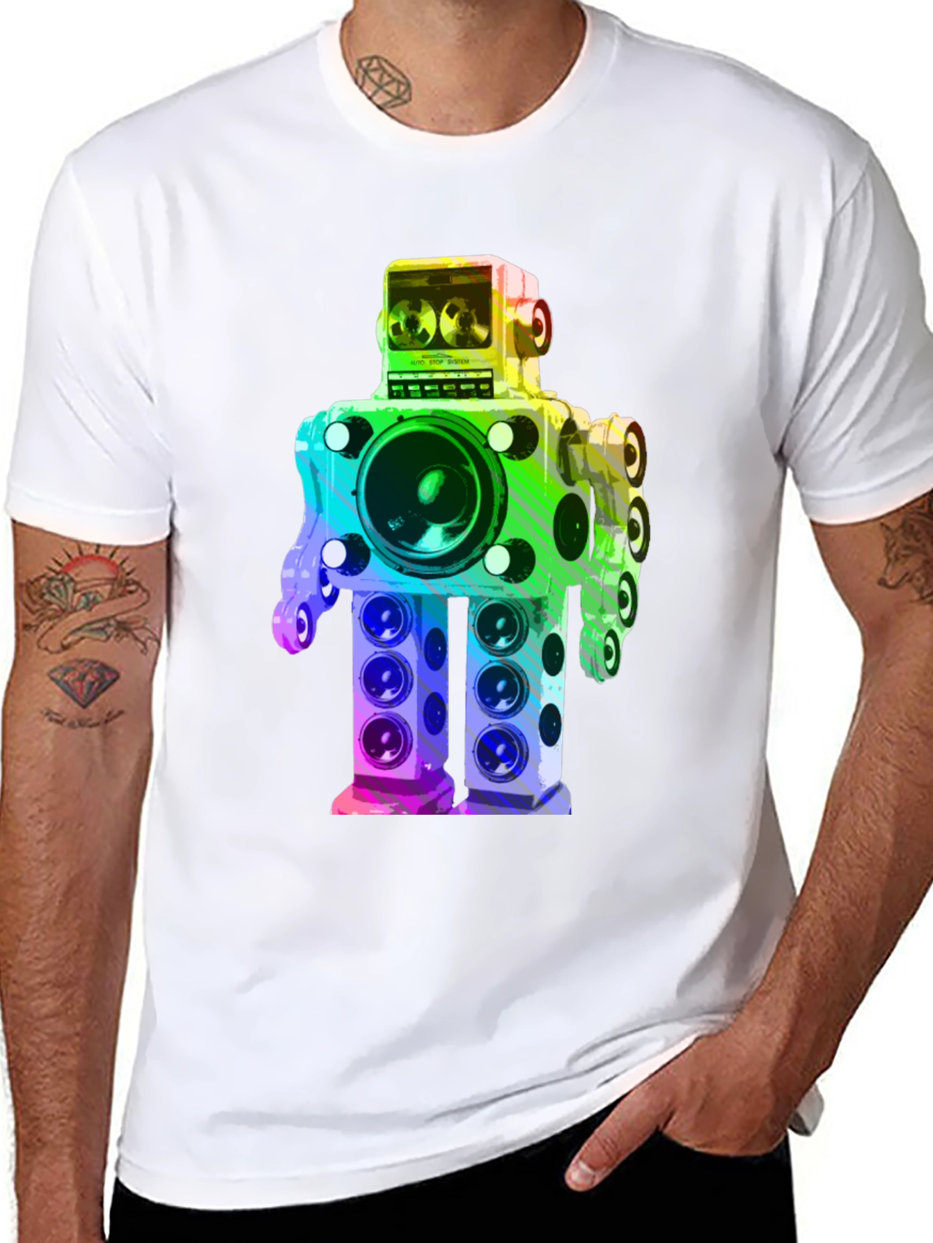 Rainbow Speaker Robot Graphic Tee