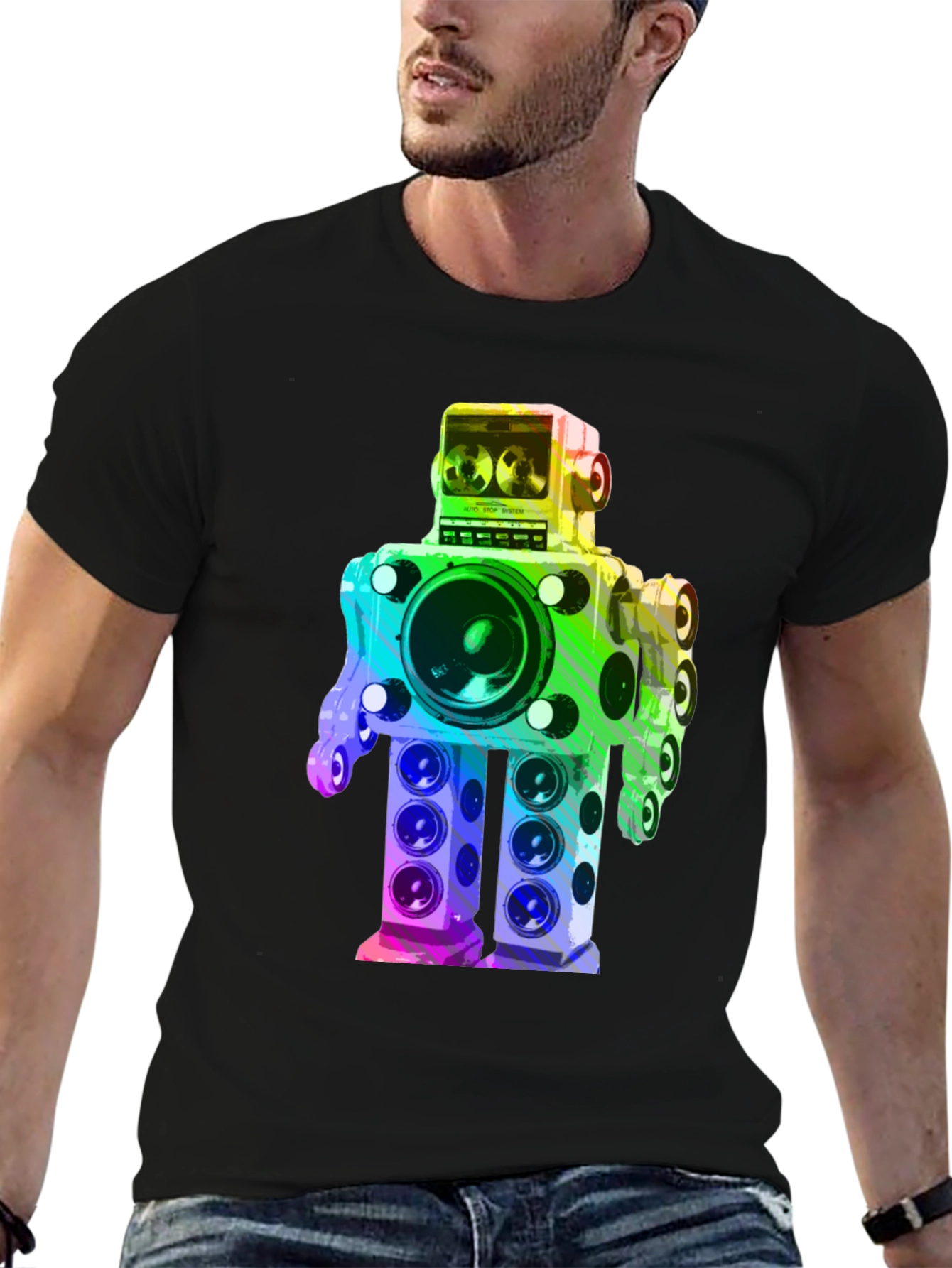 Rainbow Speaker Robot Graphic Tee