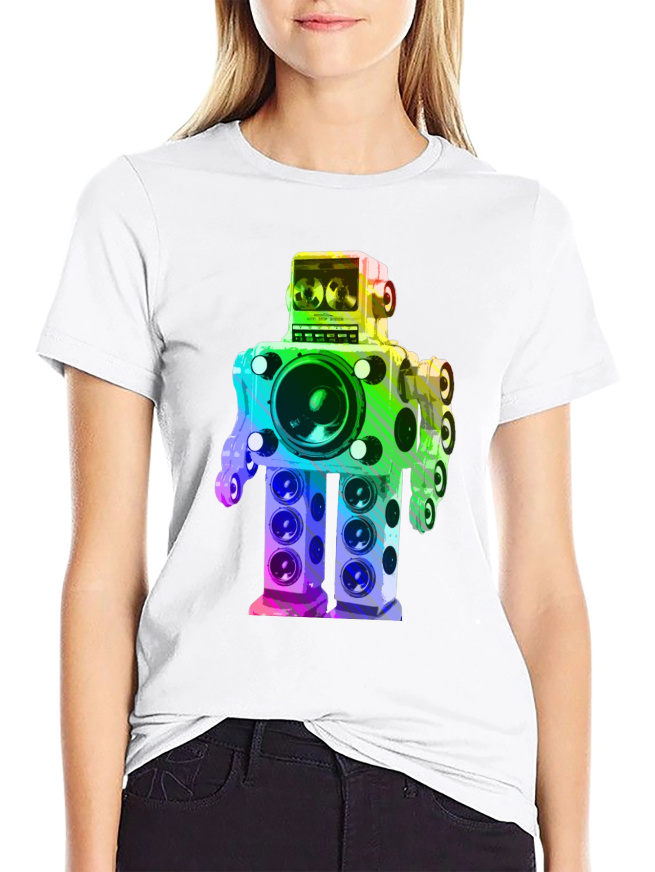 Rainbow Speaker Robot Graphic Tee