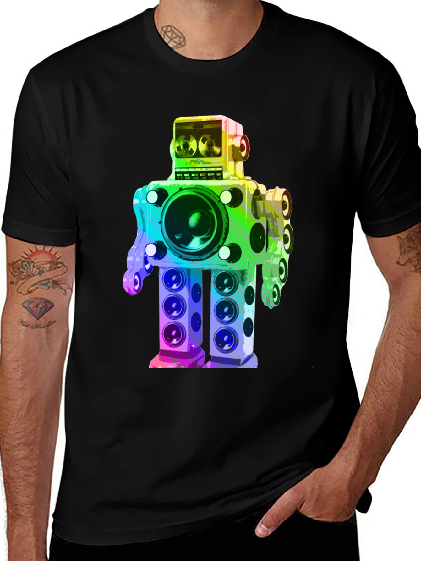 Rainbow Speaker Robot Graphic Tee