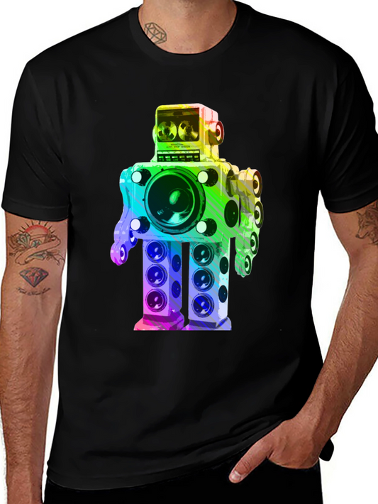 Rainbow Speaker Robot Graphic Tee