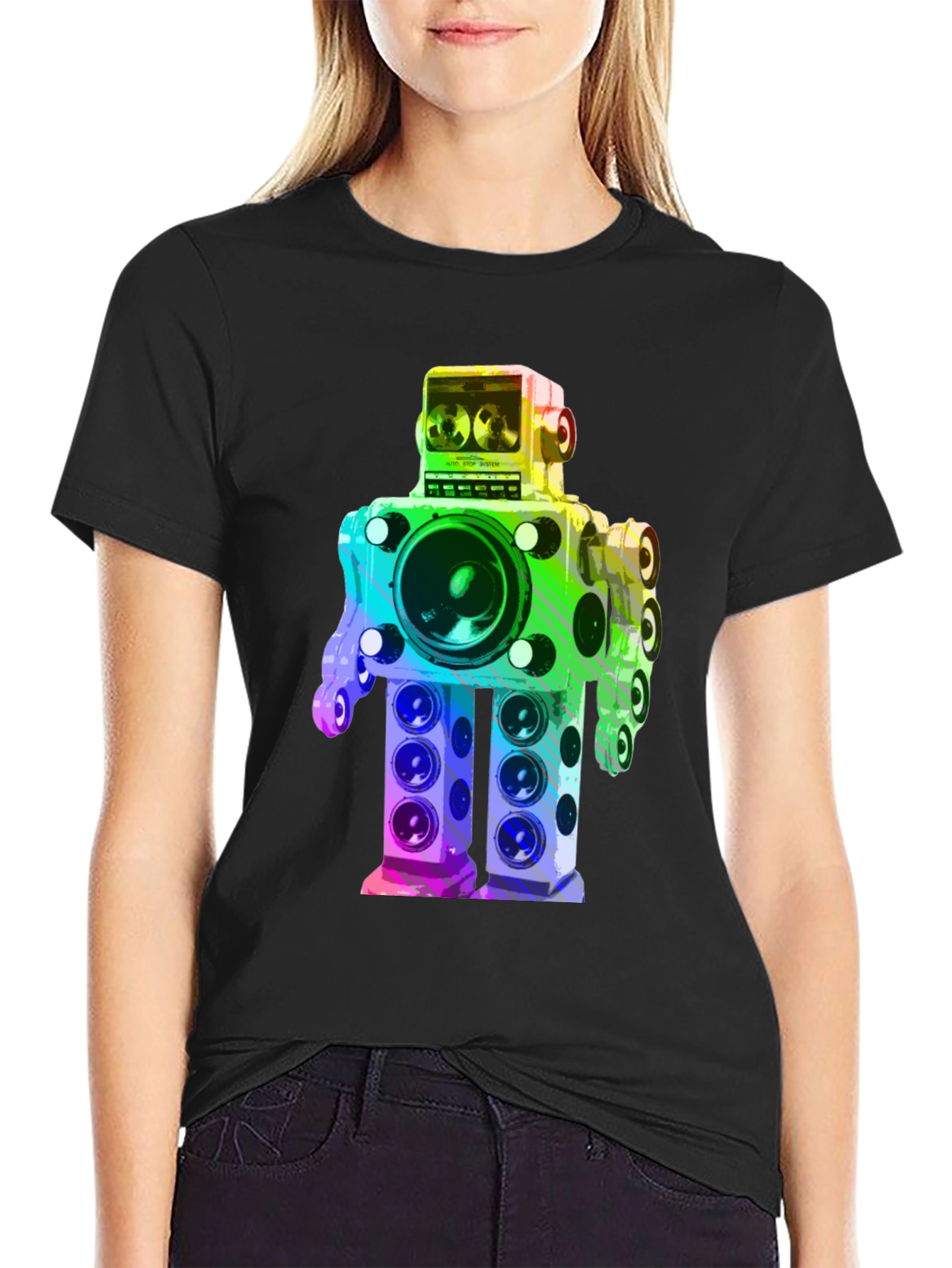 Rainbow Speaker Robot Graphic Tee