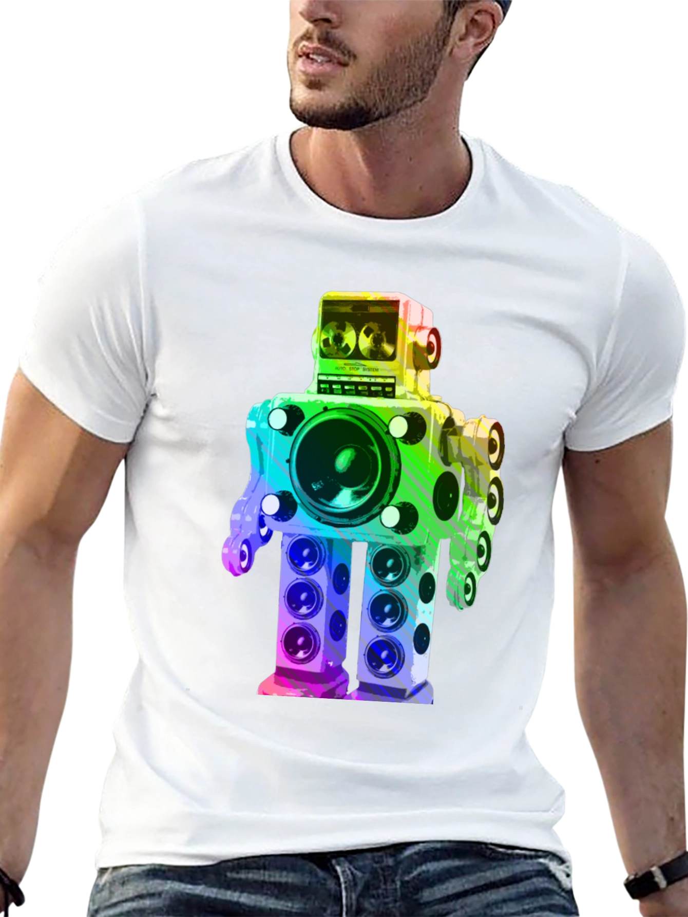 Rainbow Speaker Robot Graphic Tee