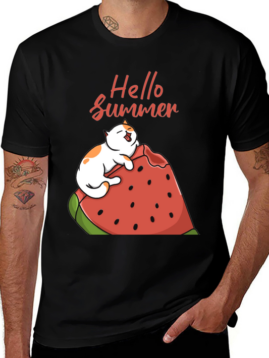 Summer Cat Watermelon Graphic Tee