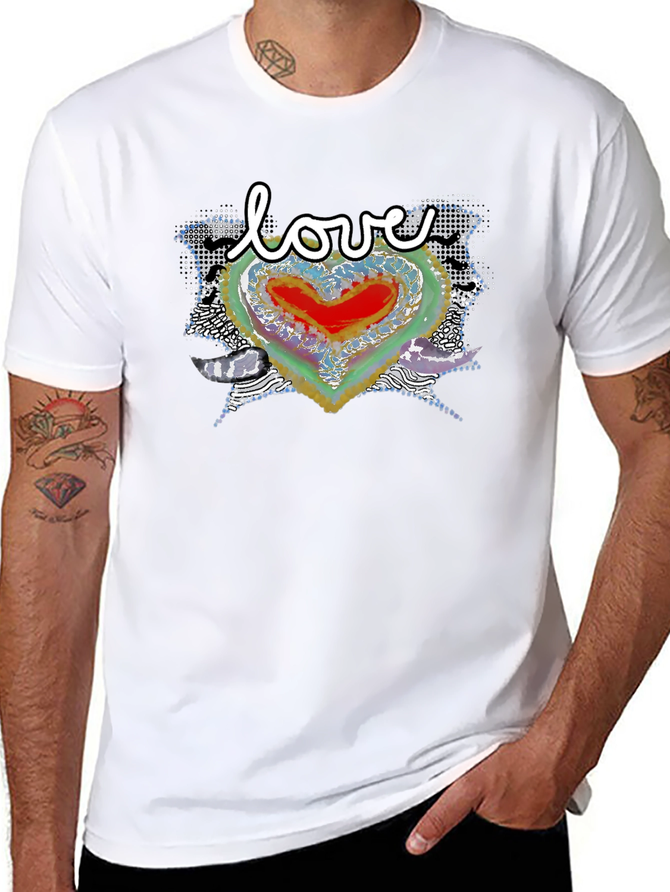 Love Heart Graphic Tee - Modern Art