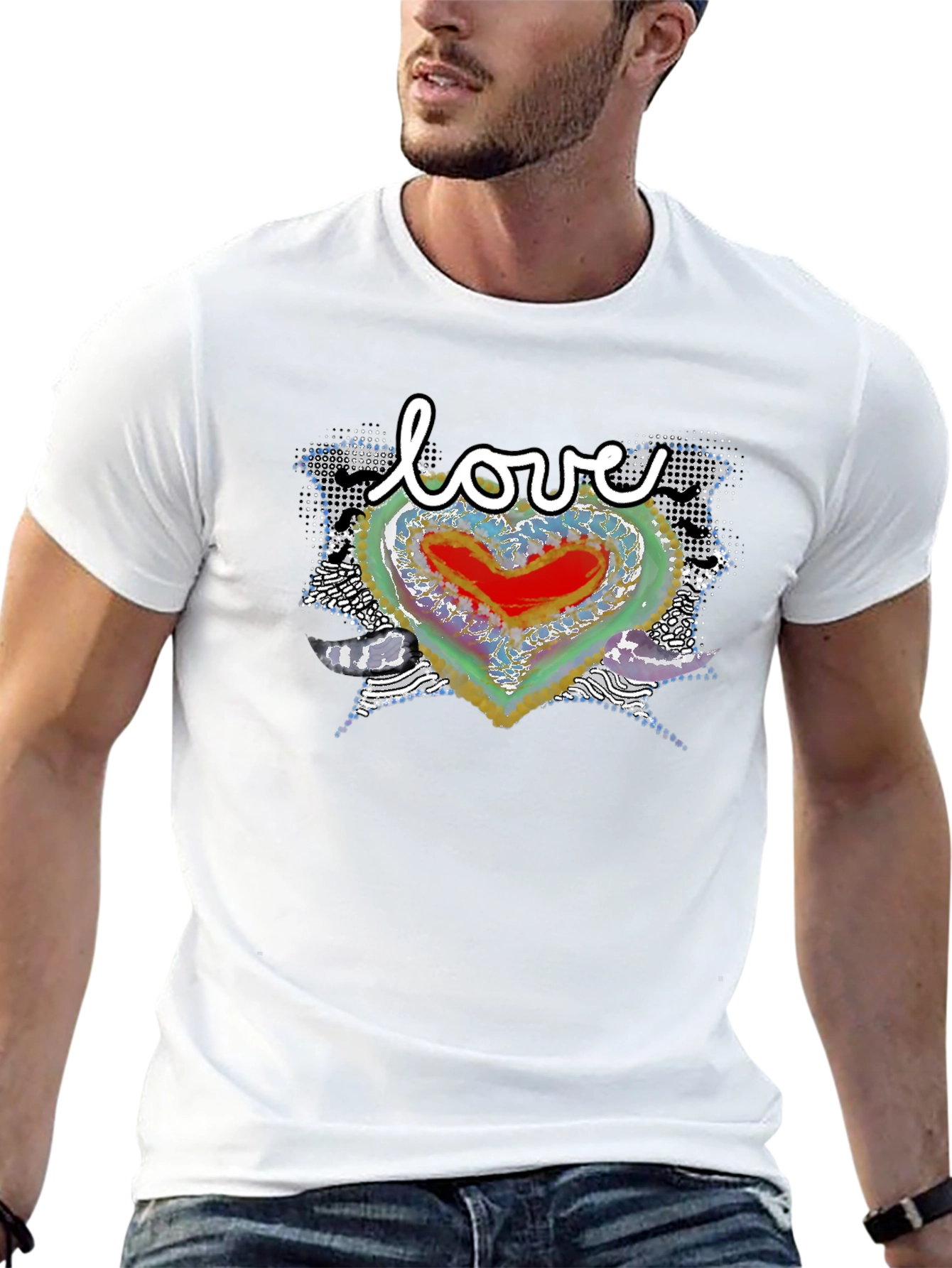 Love Heart Graphic Tee - Modern Art