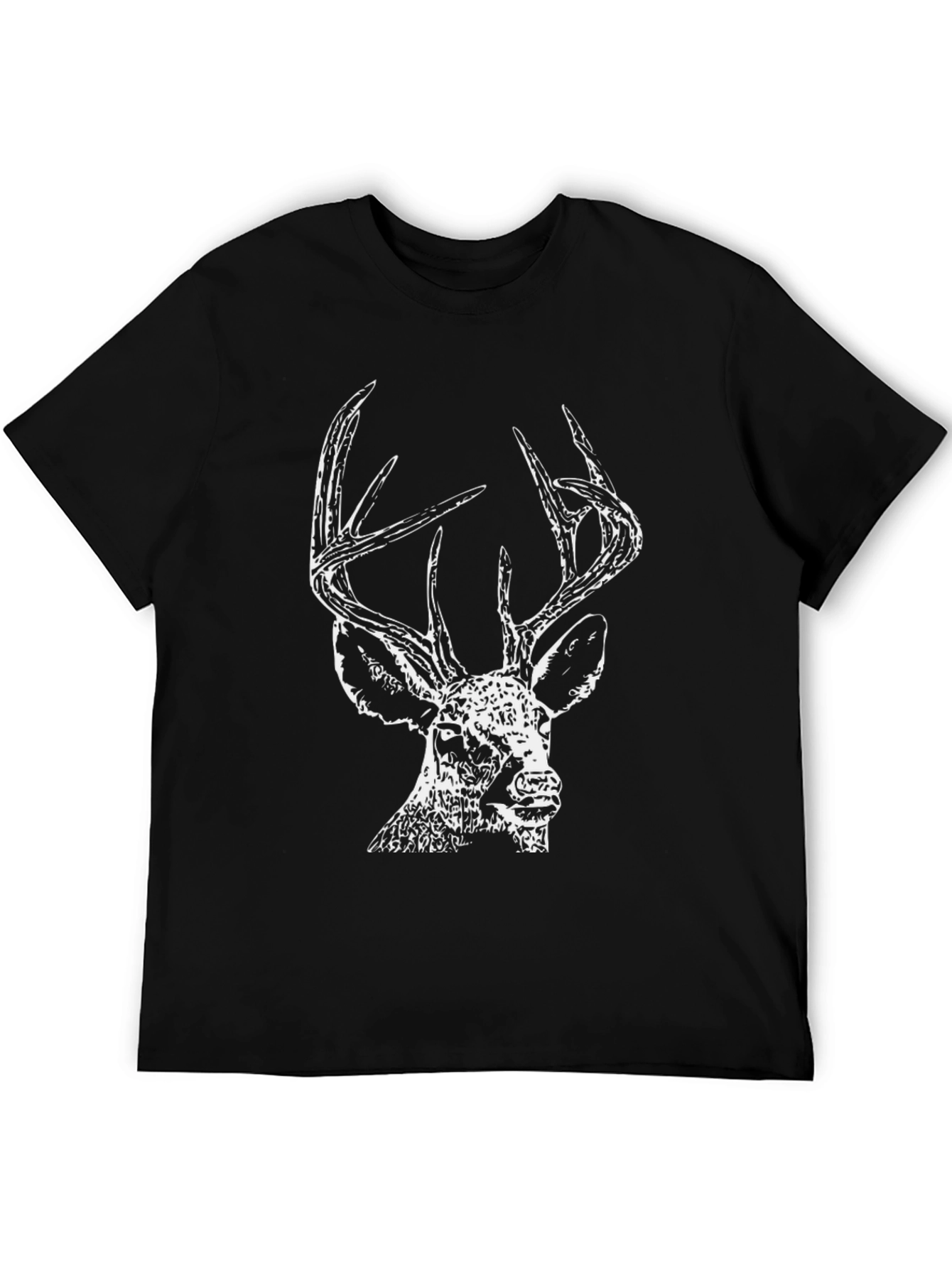 Deer Graphic Tee - Black Cotton Comfort