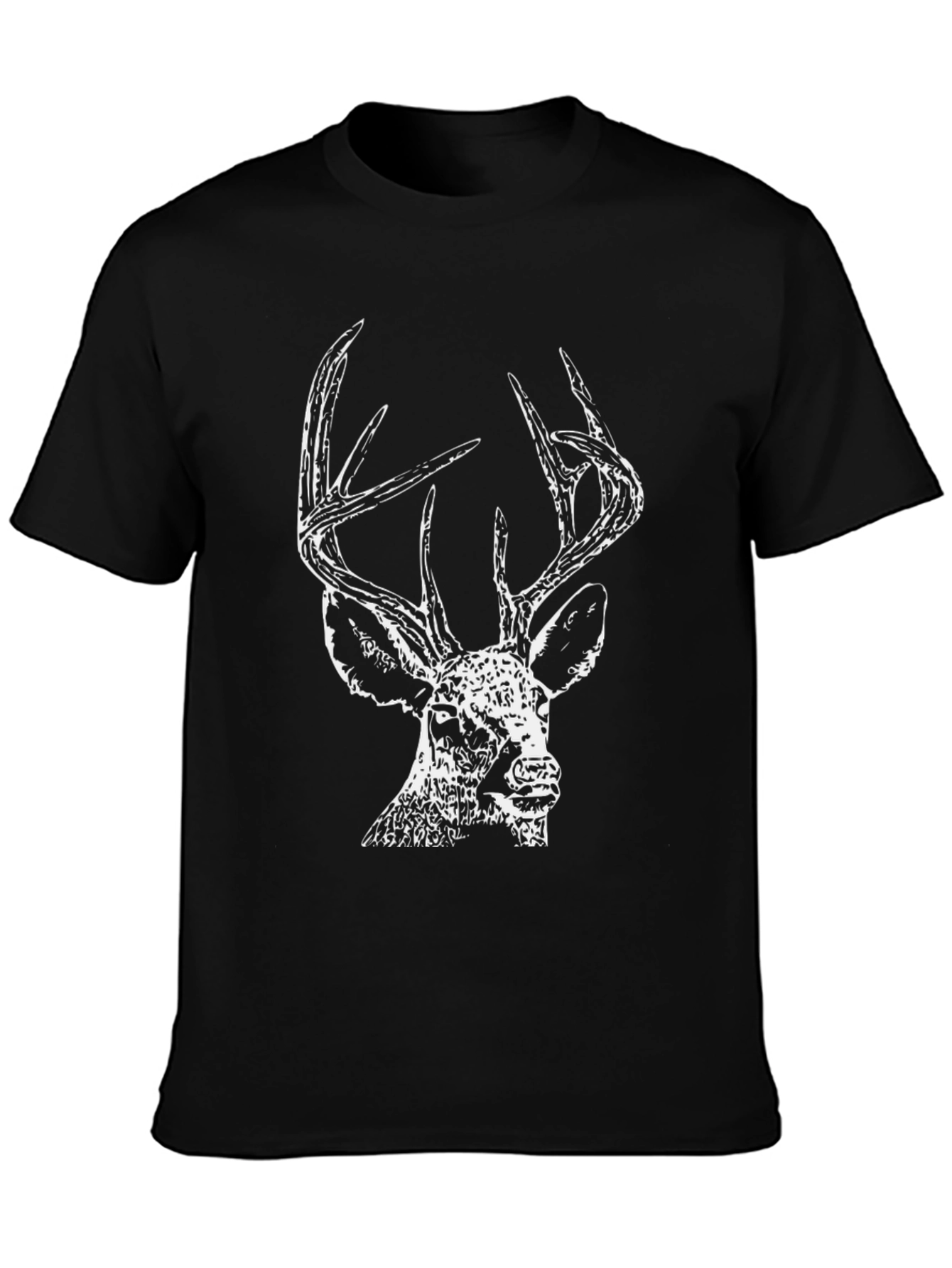 Deer Graphic Tee - Black Cotton Comfort