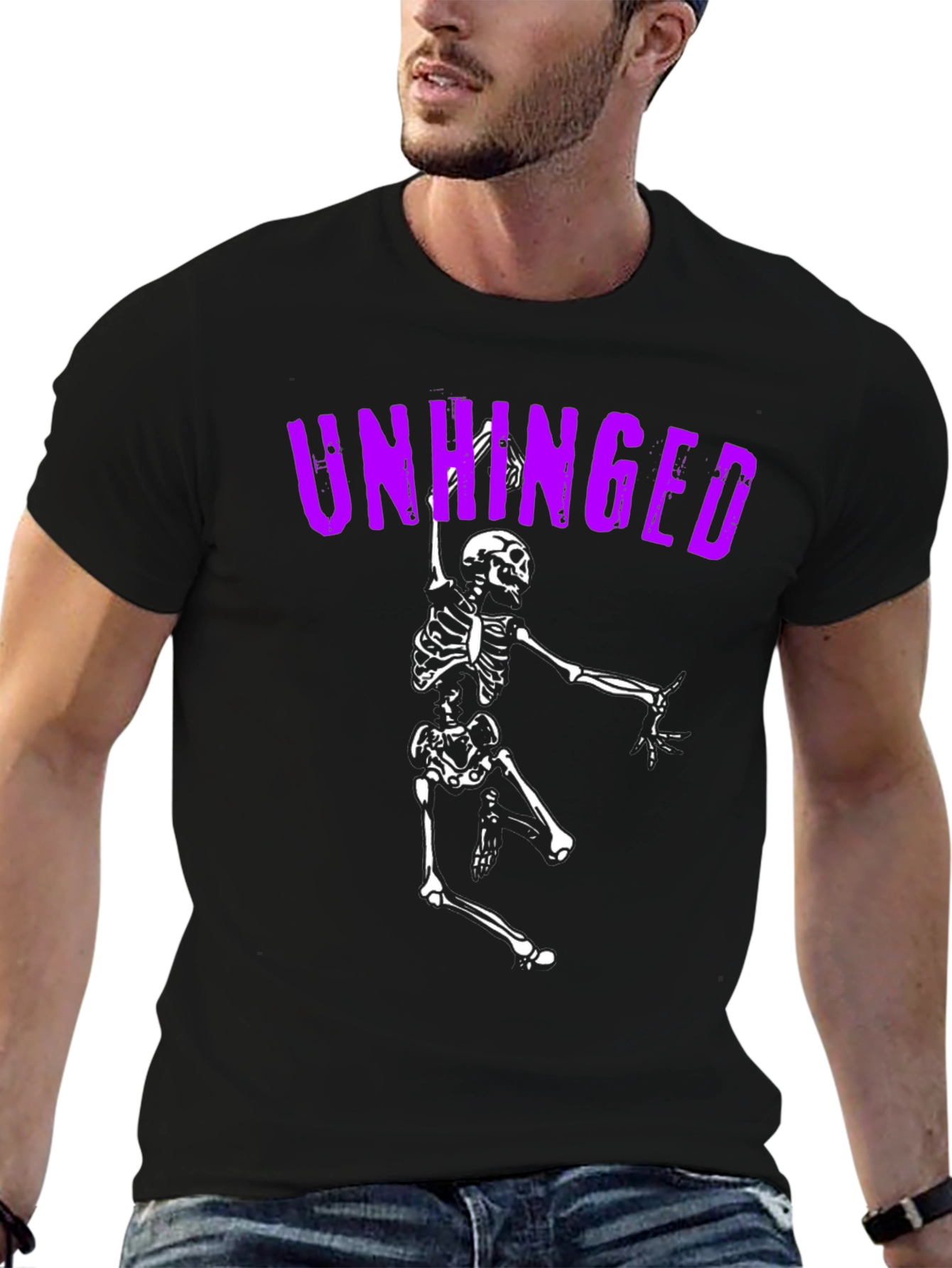 Unhinged Skeleton Graphic Tee - Black