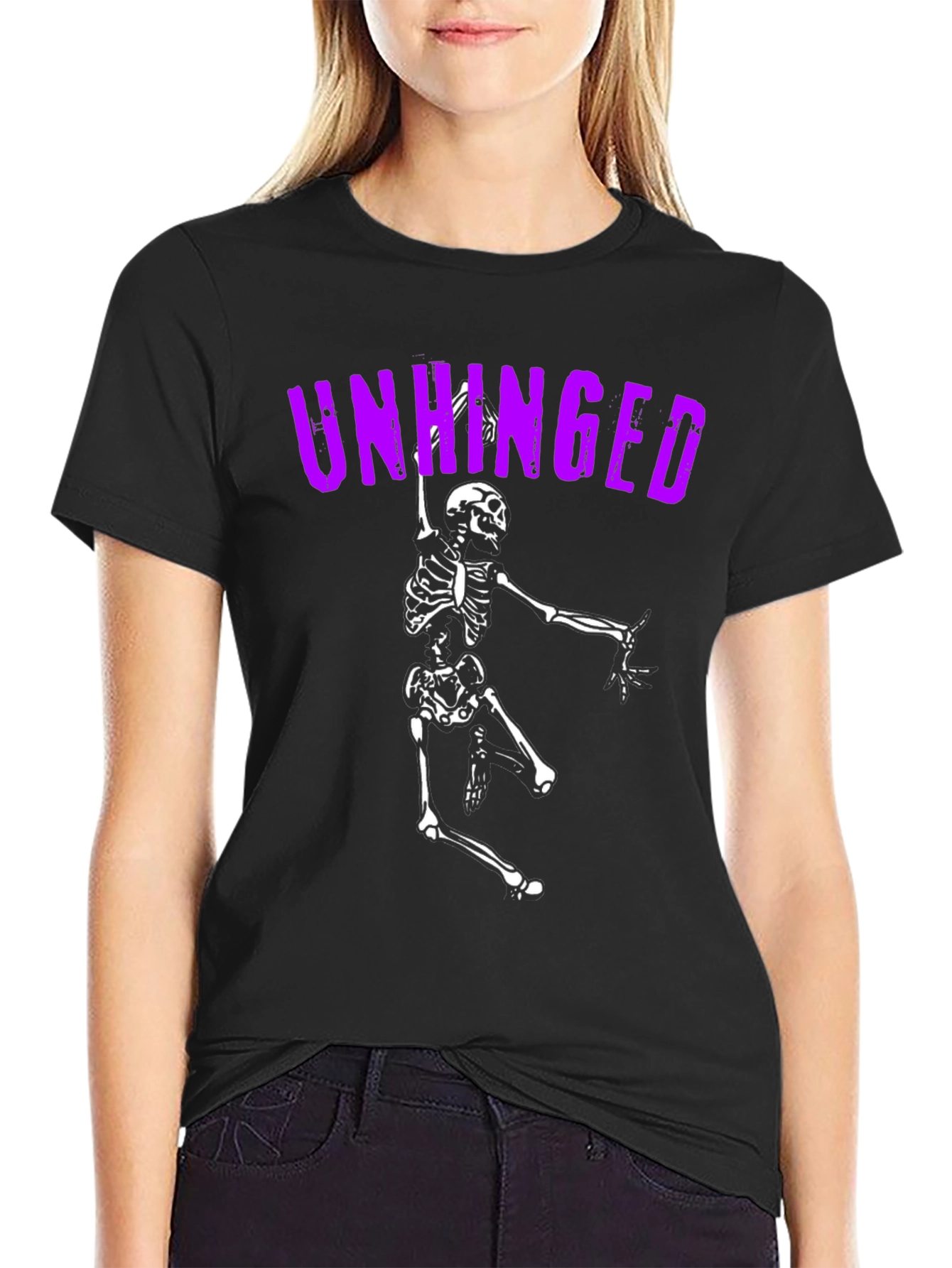 Unhinged Skeleton Graphic Tee - Black