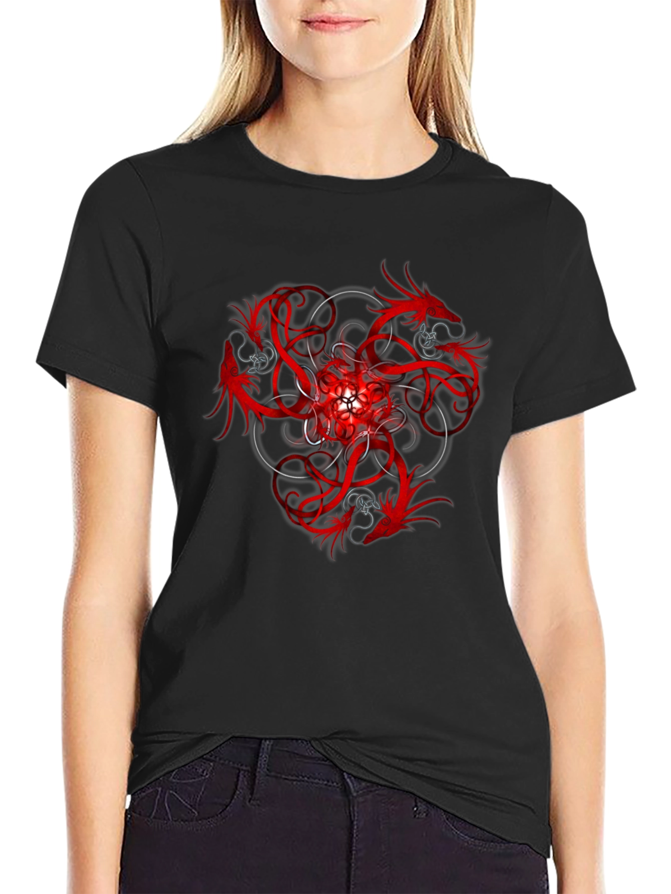 Dragon Mandala Graphic Black T-Shirt