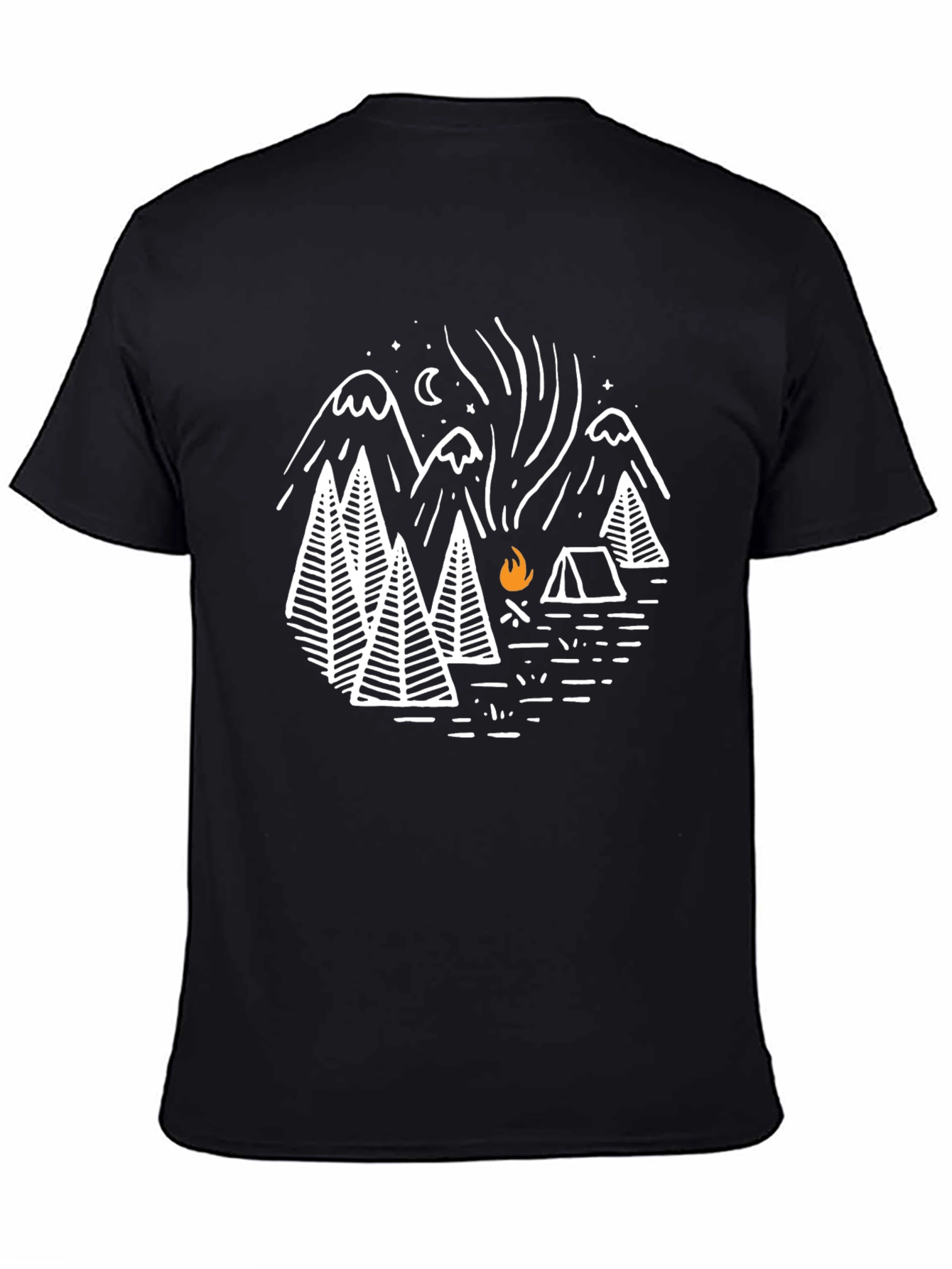 Camping Adventure Graphic Tee - Black Cotton T-Shirt
