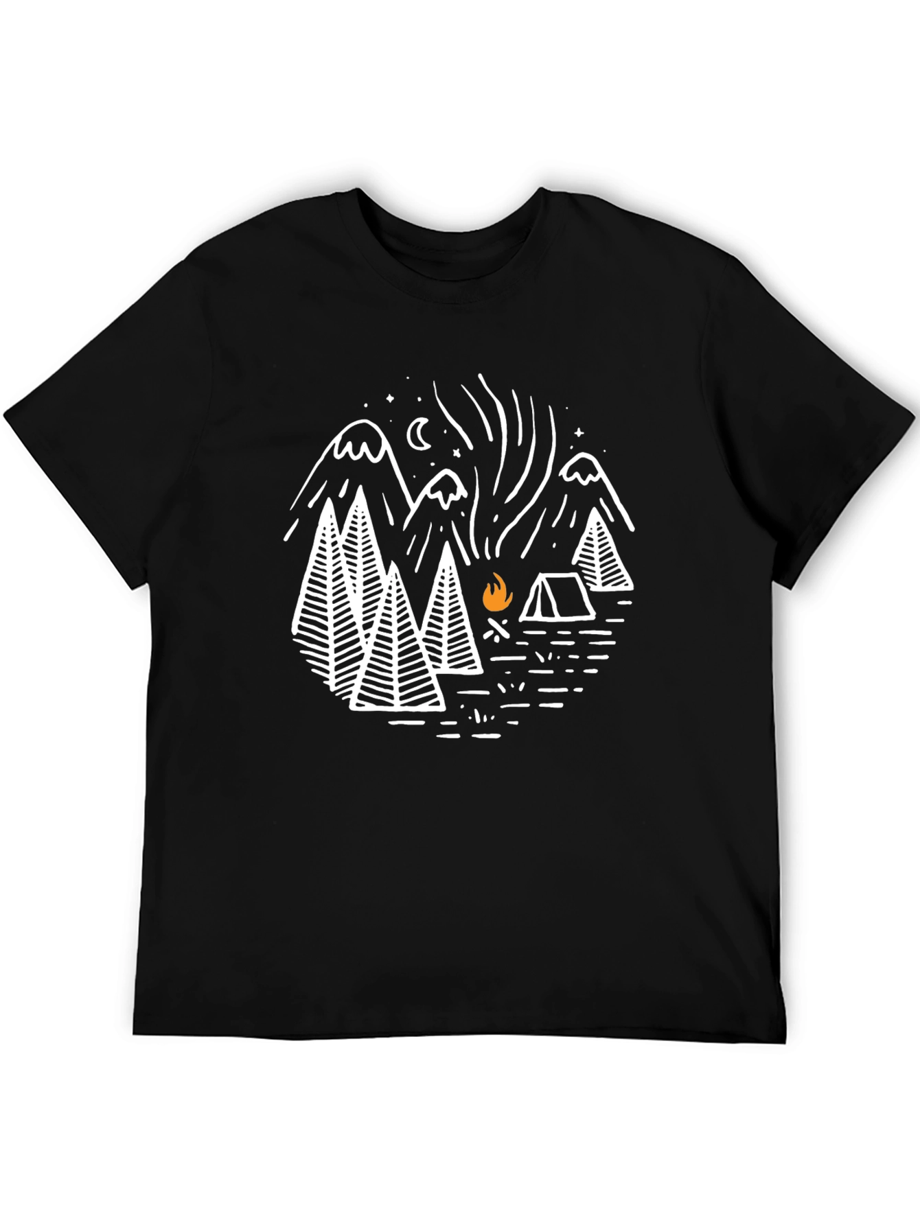 Camping Adventure Graphic Tee - Black Cotton T-Shirt