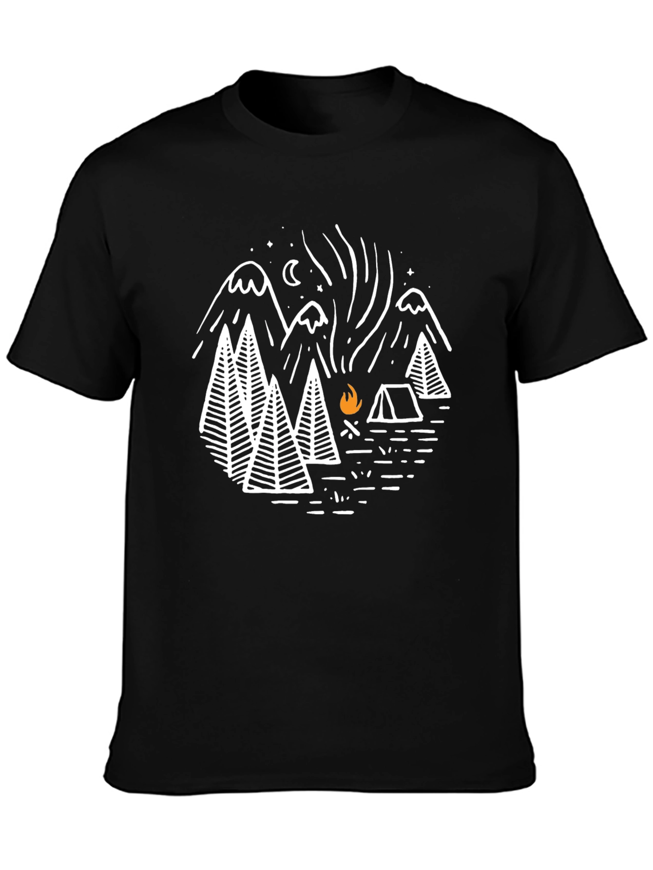 Camping Adventure Graphic Tee - Black Cotton T-Shirt
