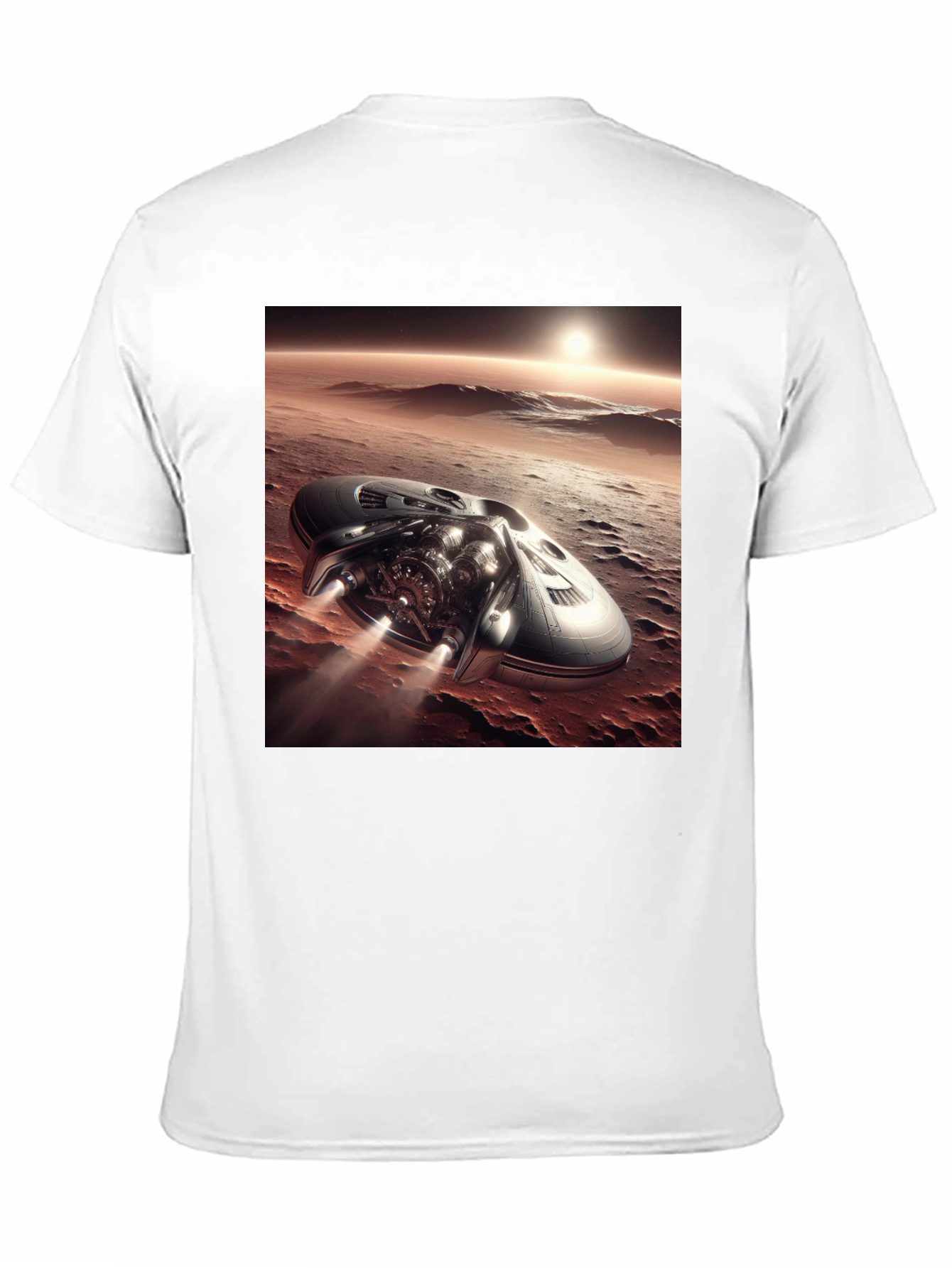 Sci-Fi Spaceship T-Shirt - Black Graphic Tee