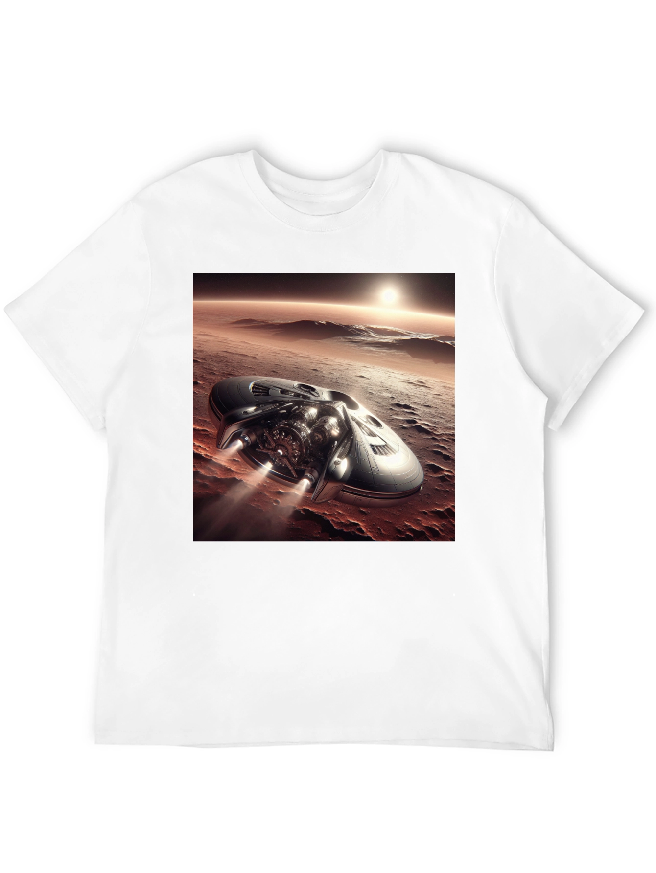 Sci-Fi Spaceship T-Shirt - Black Graphic Tee