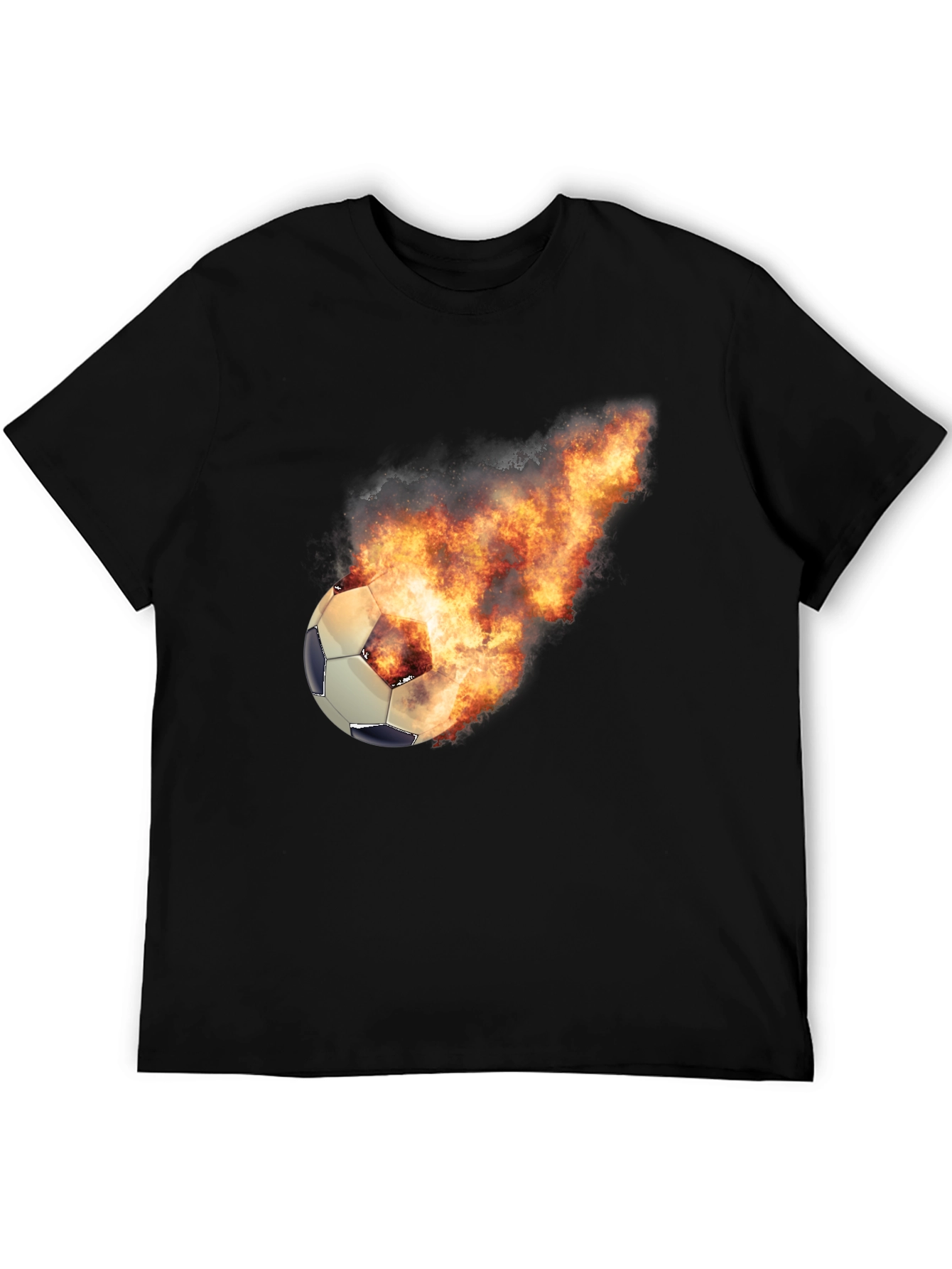 Flaming Soccer Ball Graphic Tee - Black