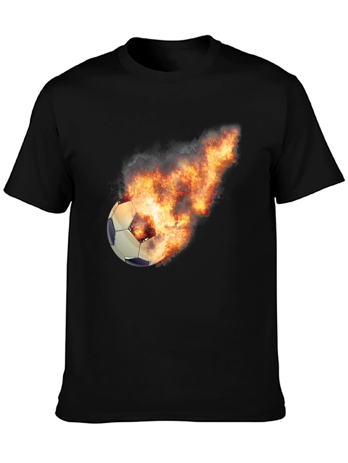 Flaming Soccer Ball Graphic Tee - Black