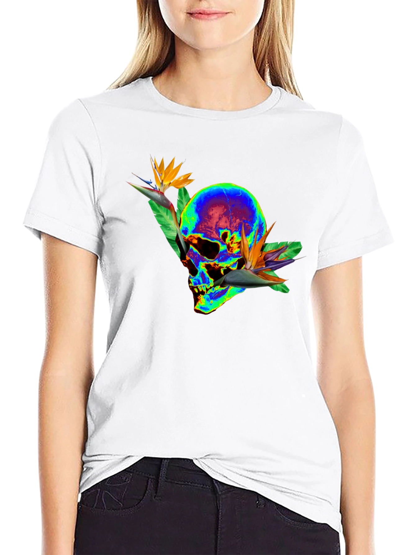 Skull & Bird of Paradise Graphic Tee
