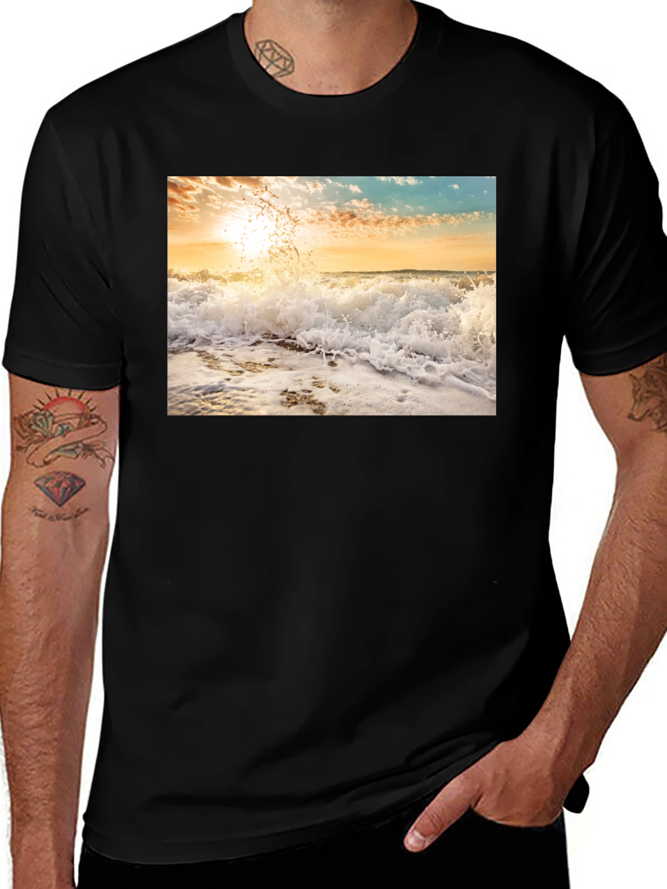 Ocean Wave Black T-Shirt
