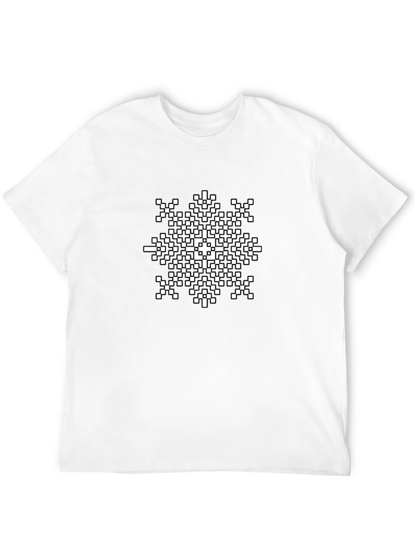 Pixel Snowflake Graphic Tee - Black Cotton Shirt