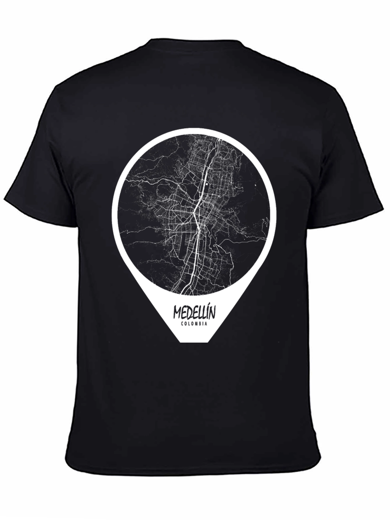 Medellin Colombia Map Graphic Tee - Black