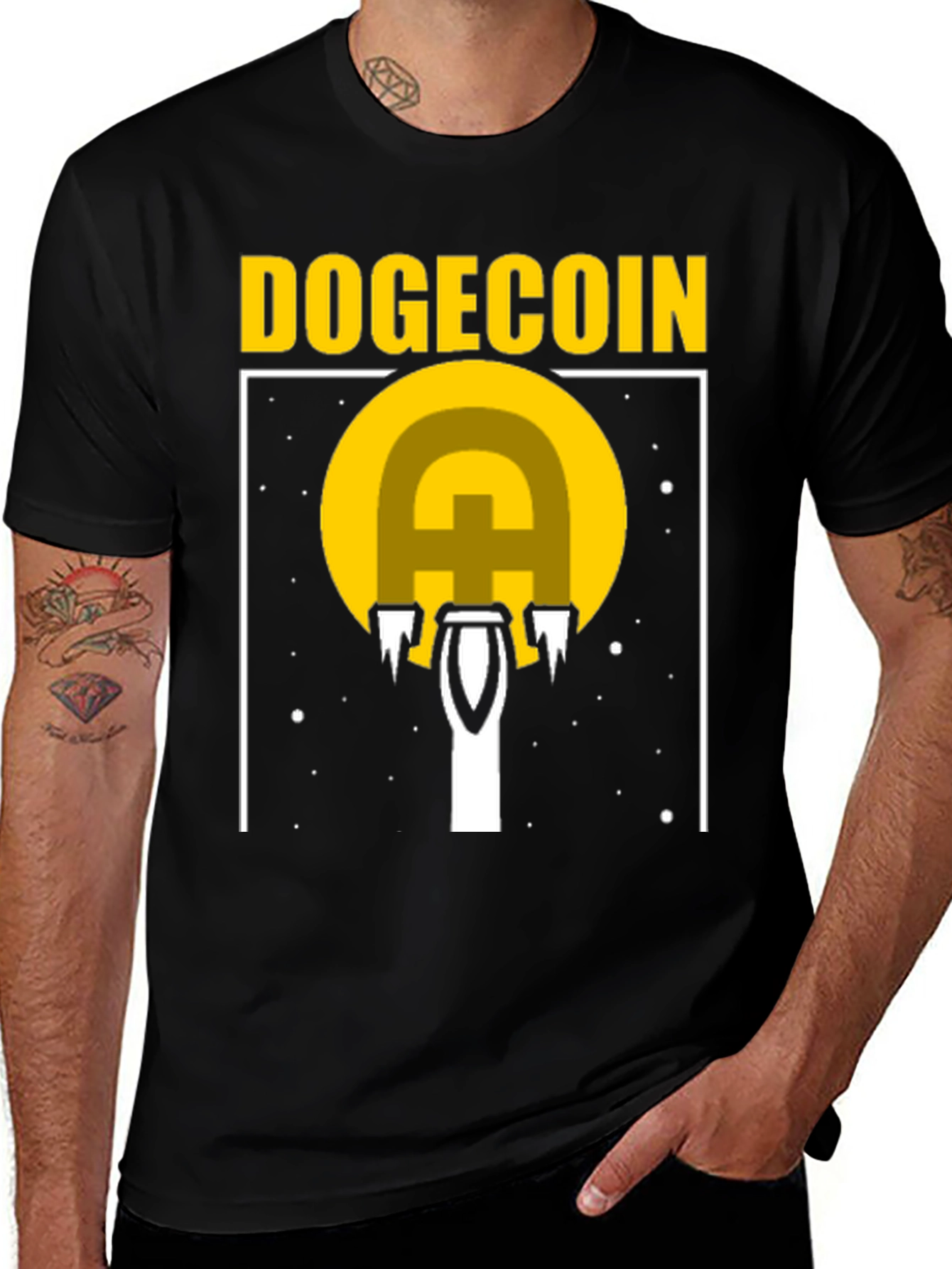 Dogecoin Rocket Launch T-Shirt - Crypto Fan Apparel