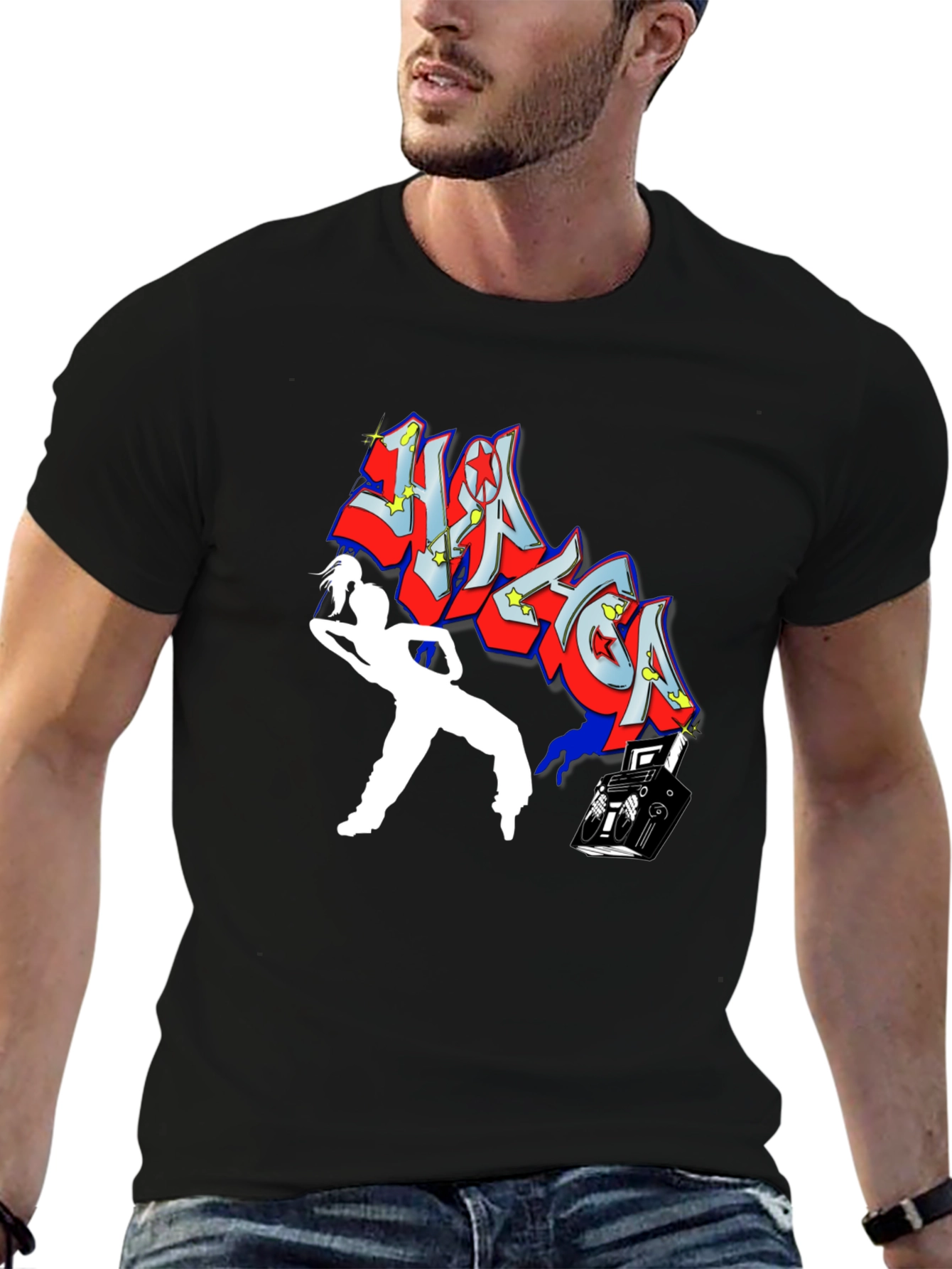 Retro Graphic Tee - DJ & Dancer Black T-Shirt