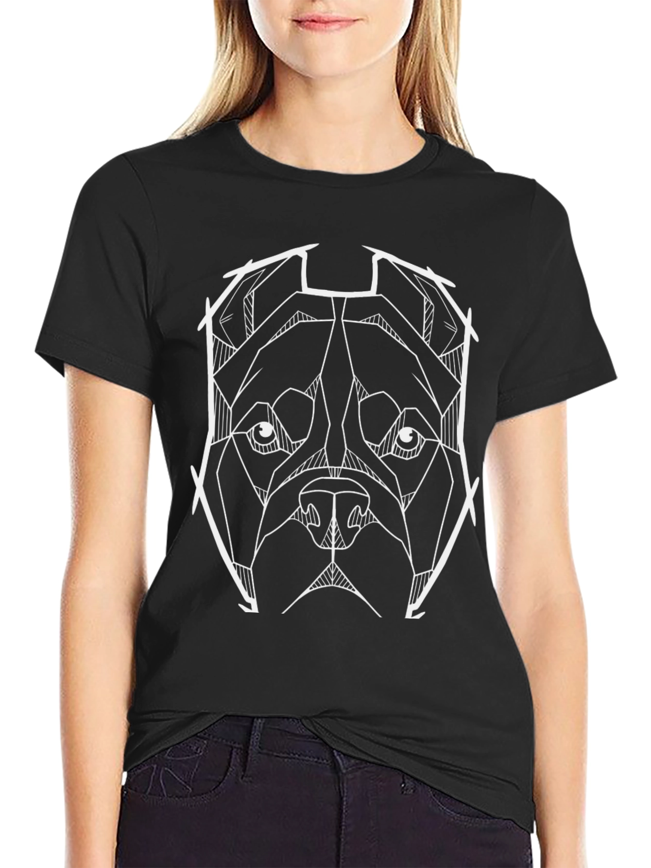 Geometric Pitbull Black T-Shirt - Cool Dog Graphic Tee