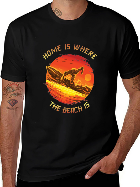 Surfer Graphic Tee - Home is Where the Beach Is