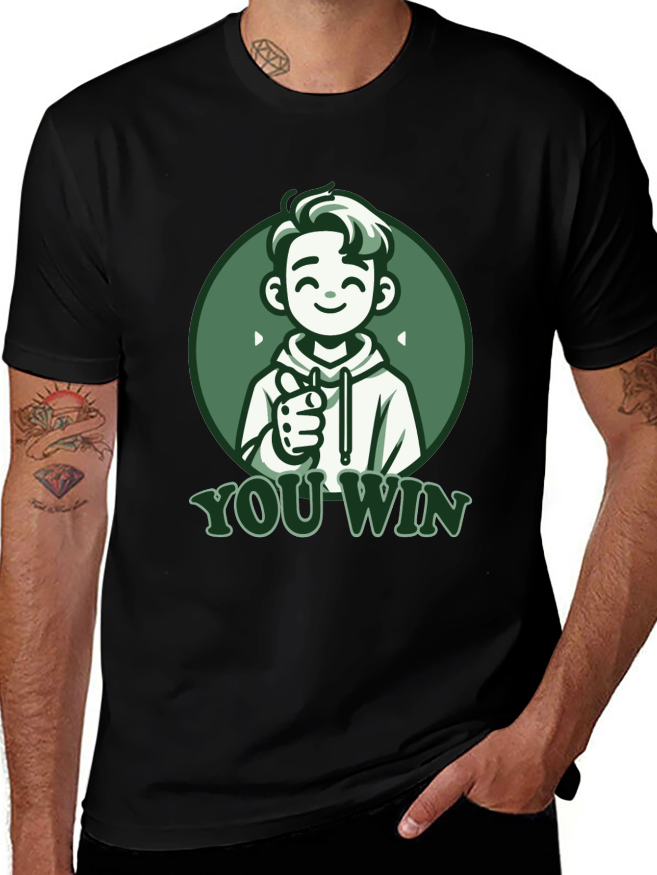 You Win Graphic Tee - Gamer Style Black T-Shirt