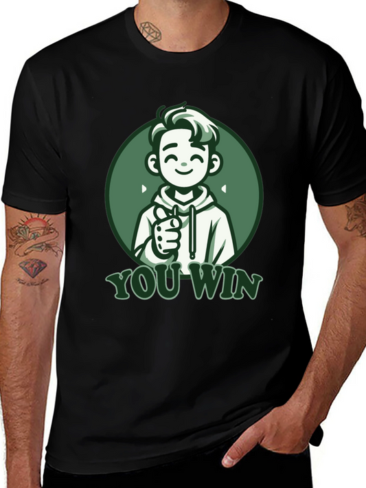 You Win Graphic Tee - Gamer Style Black T-Shirt