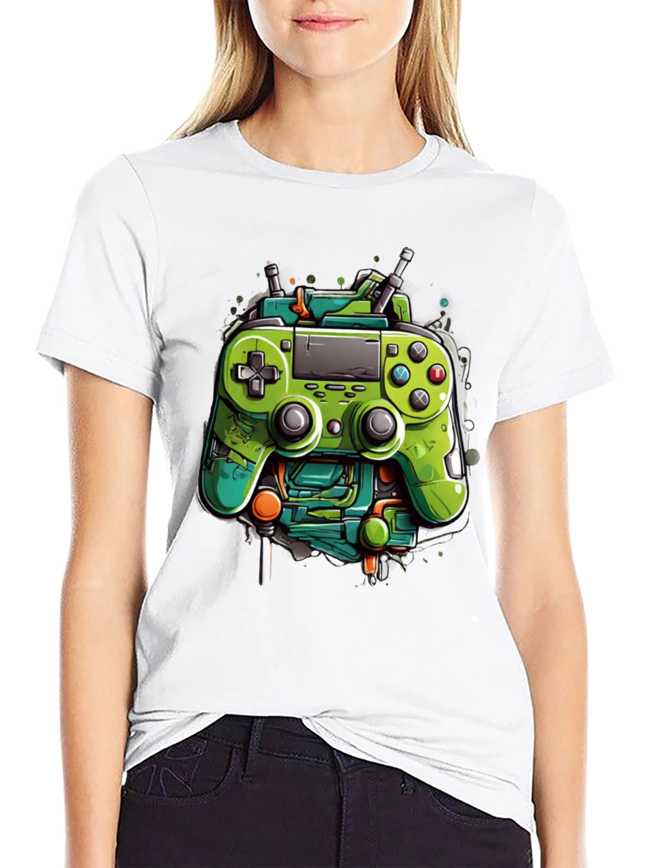Gamer Tee: Neon Controller Design