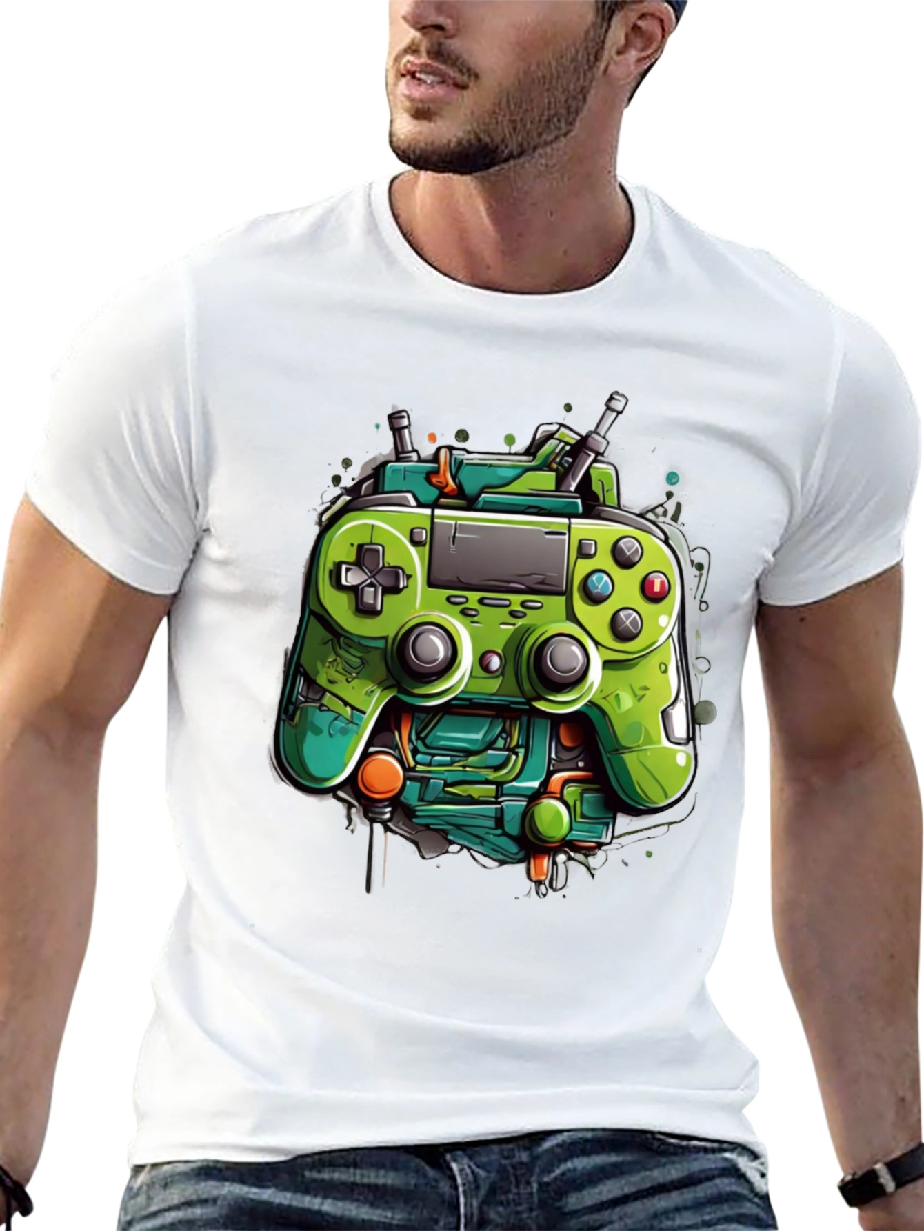 Gamer Tee: Neon Controller Design