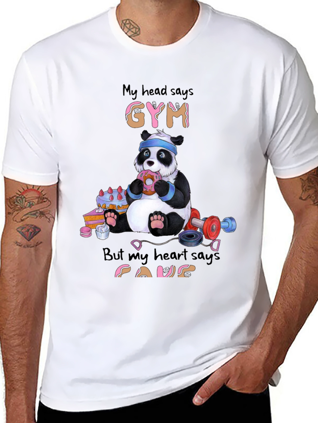 Funny Panda Gym vs. Food T-Shirt