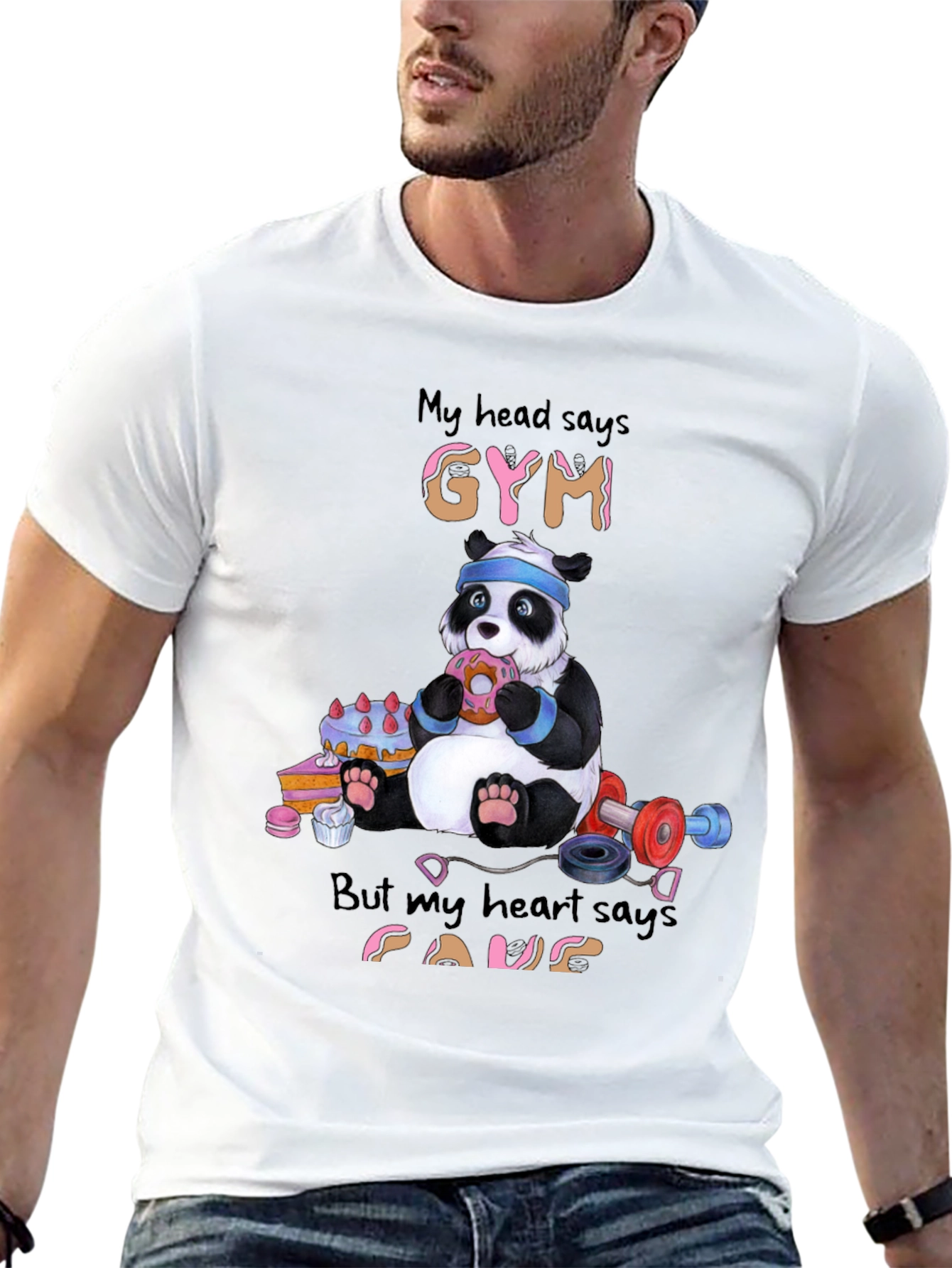Funny Panda Gym vs. Food T-Shirt