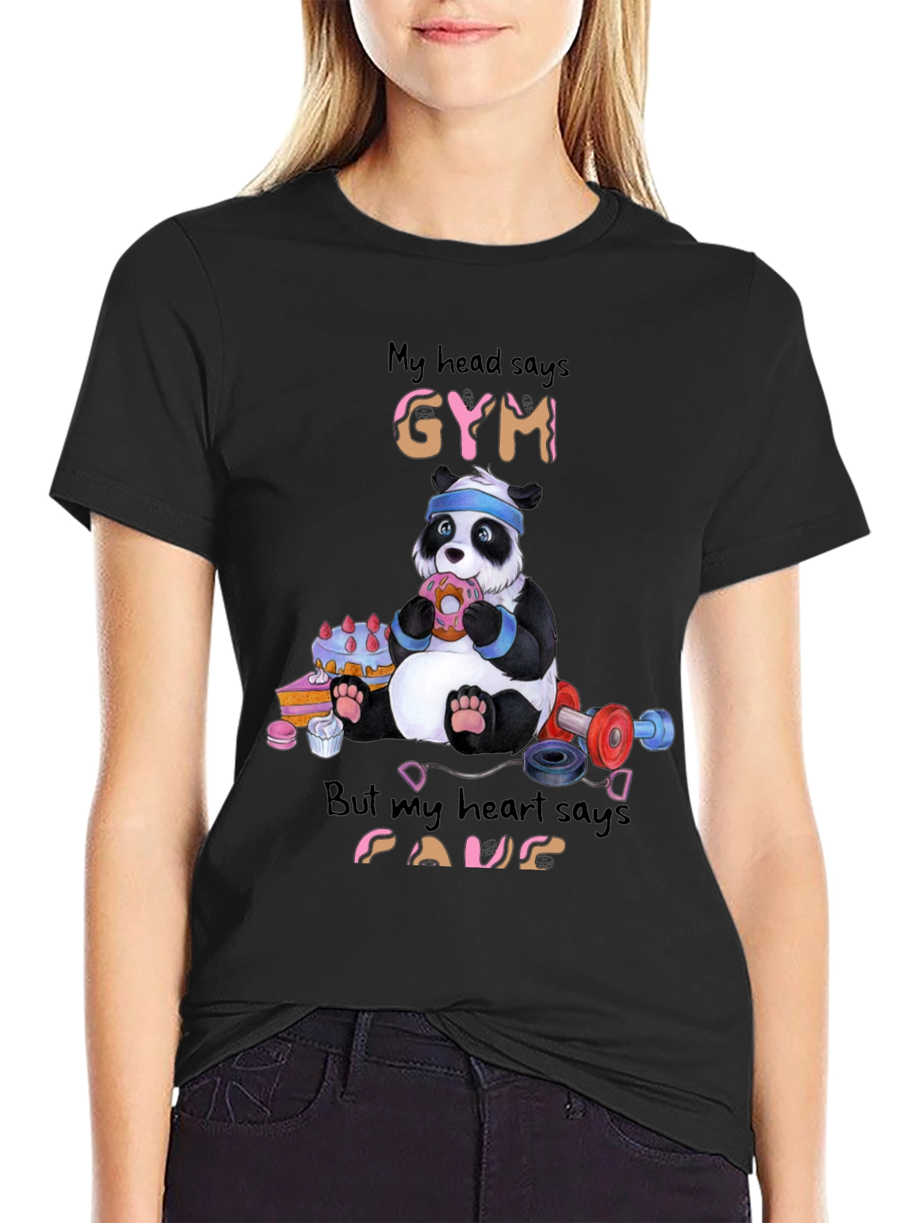 Funny Panda Gym vs. Food T-Shirt