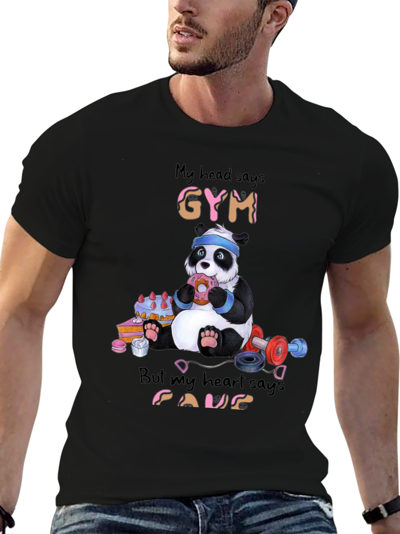 Funny Panda Gym vs. Food T-Shirt