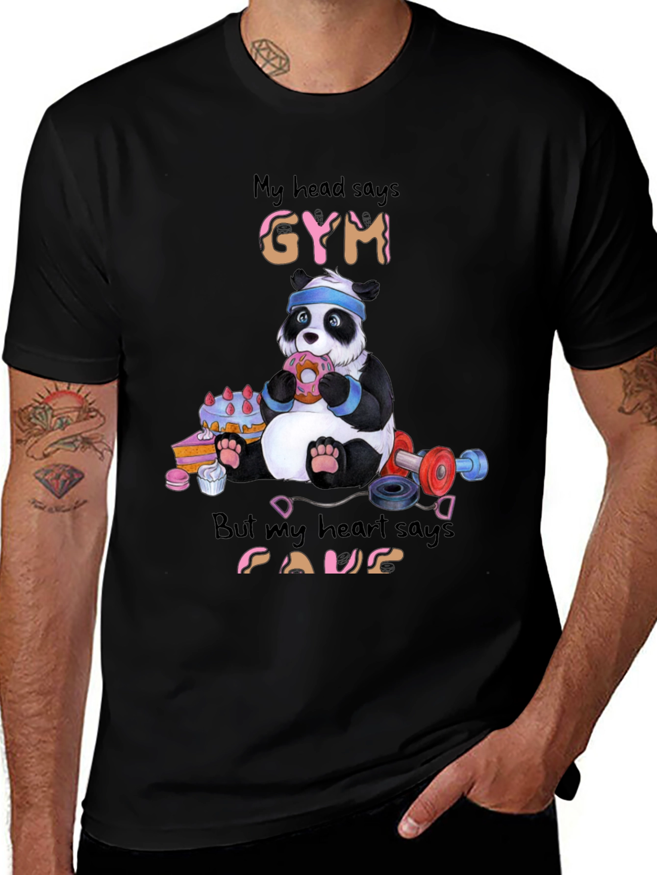 Funny Panda Gym vs. Food T-Shirt
