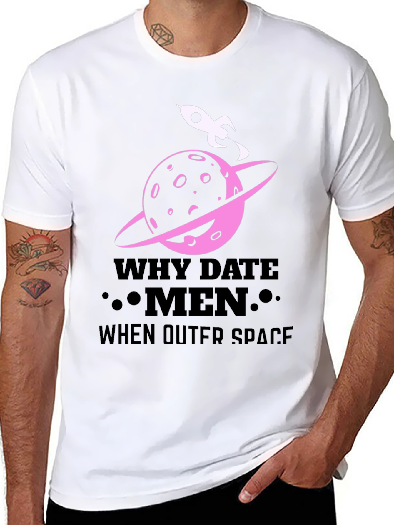 Why Date Men? Outer Space Graphic T-Shirt