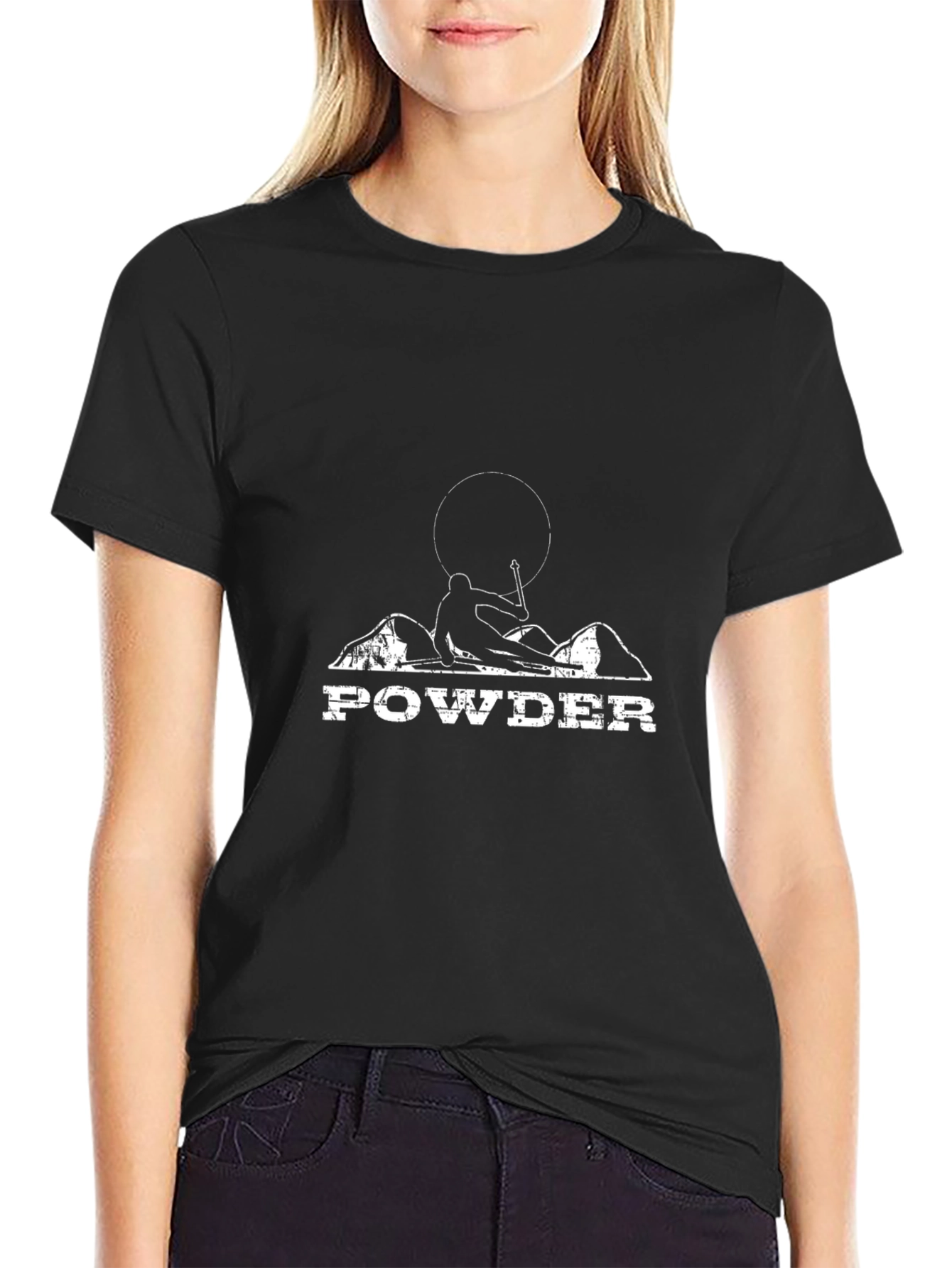 Powder Skier T-Shirt - Black Cotton Blend