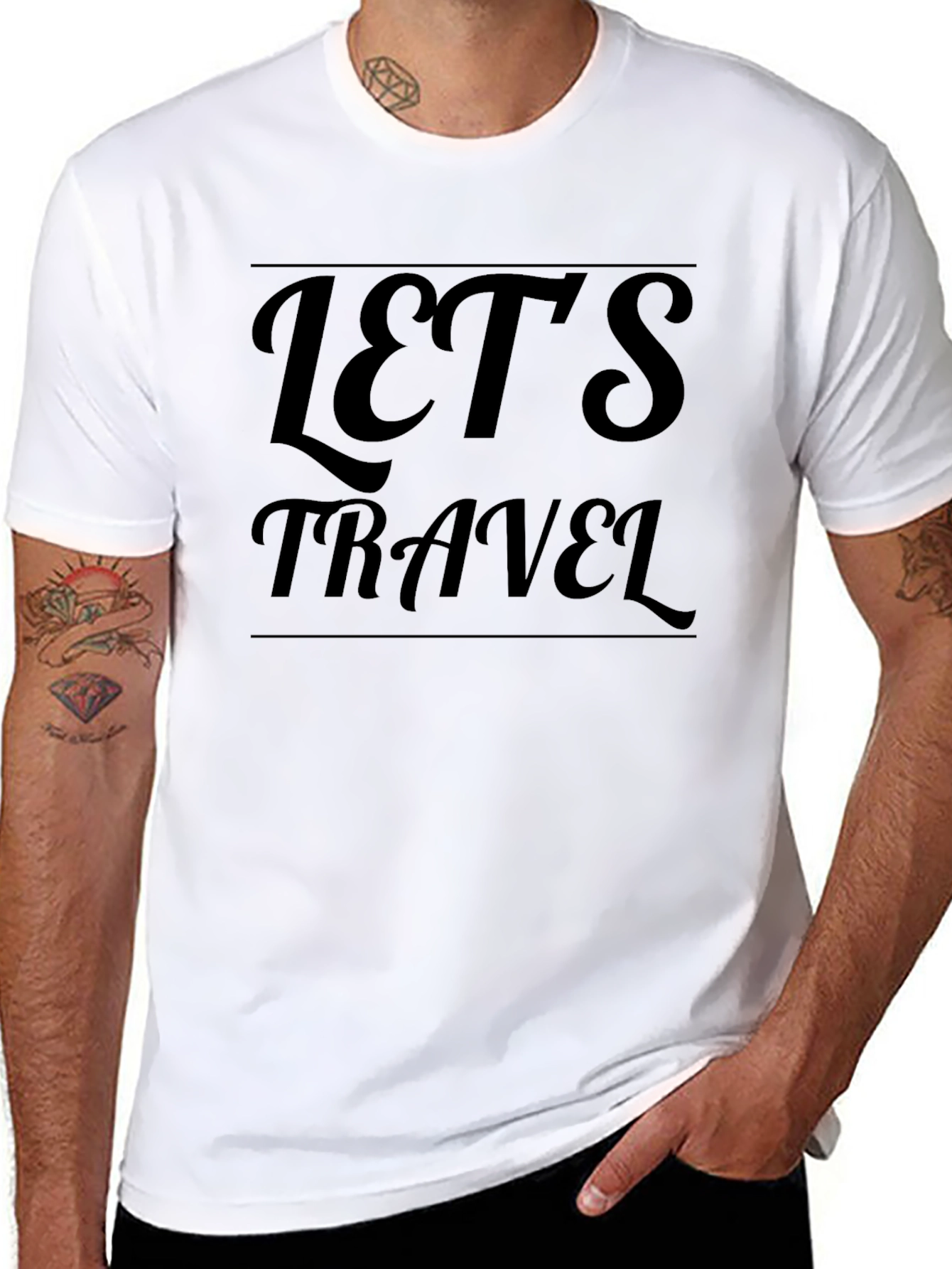 Lets Travel Graphic Tee - Black Casual T-Shirt