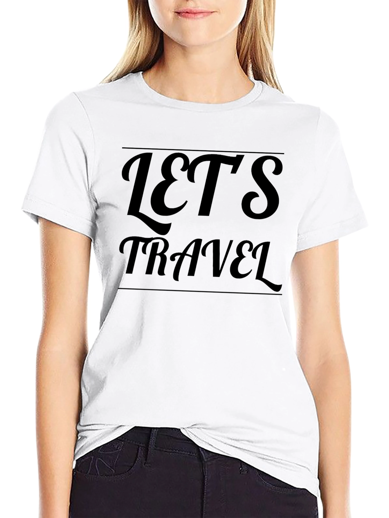 Lets Travel Graphic Tee - Black Casual T-Shirt