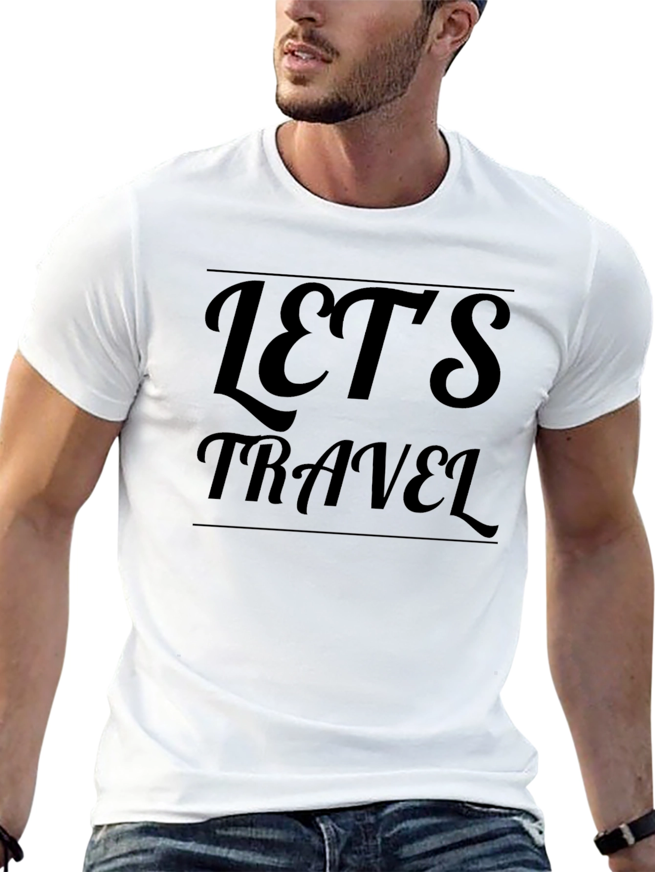 Lets Travel Graphic Tee - Black Casual T-Shirt