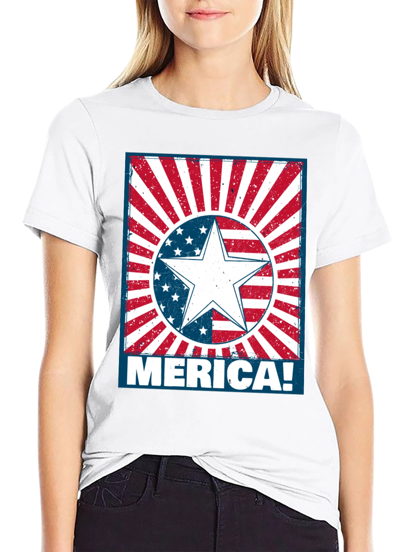 Patriotic Merica Star Graphic T-Shirt
