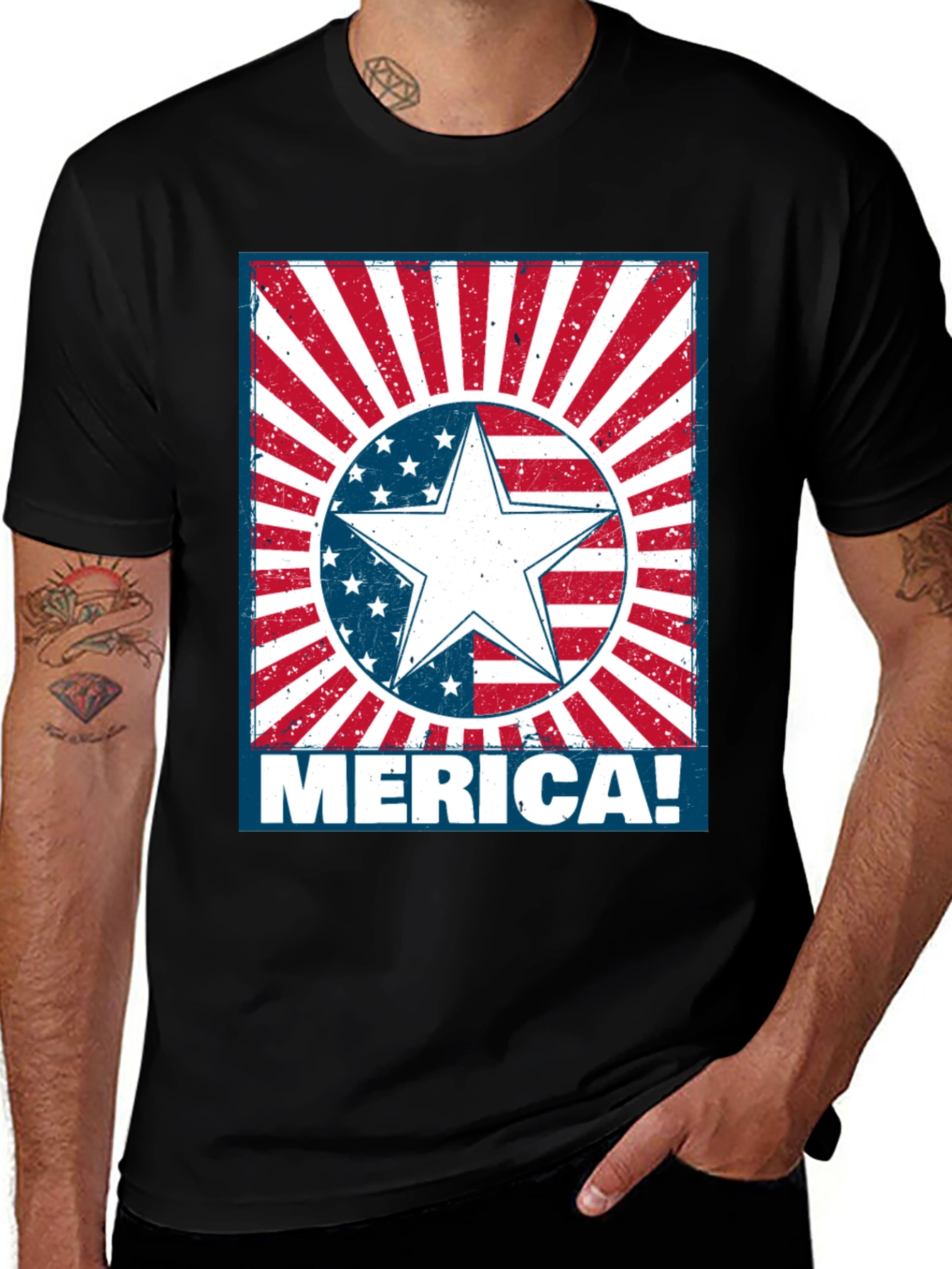 Patriotic Merica Star Graphic T-Shirt