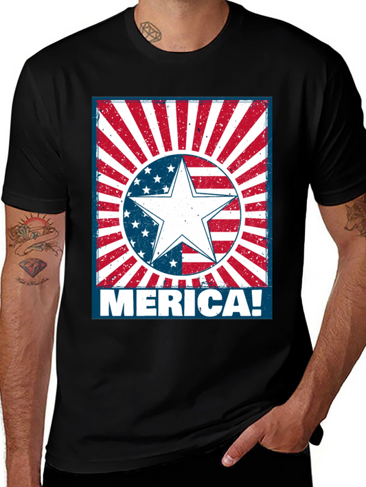 Patriotic Merica Star Graphic T-Shirt